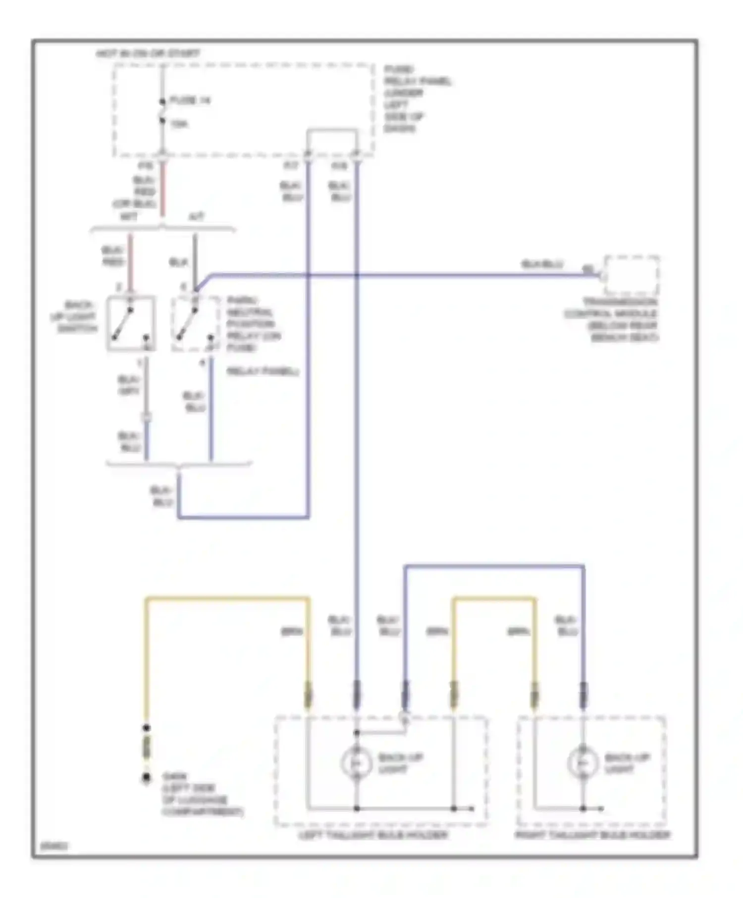 Golf Volkswagen Mk3 (1991-2000): Back-up lamps circuit