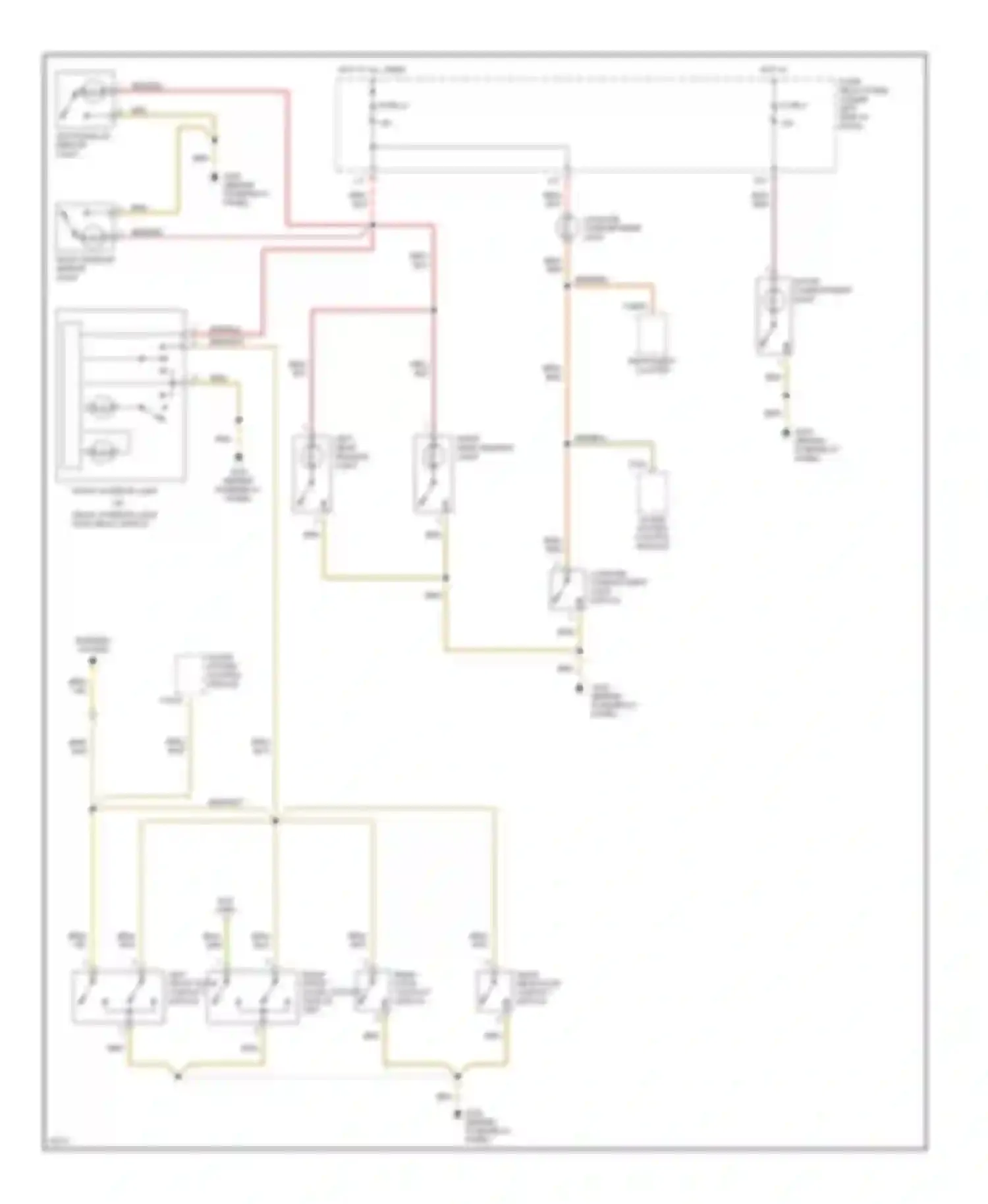 Wiring diagram left make-up mirror light for Volkswagen Golf Mk3 (1991-2000) (1 of 2)