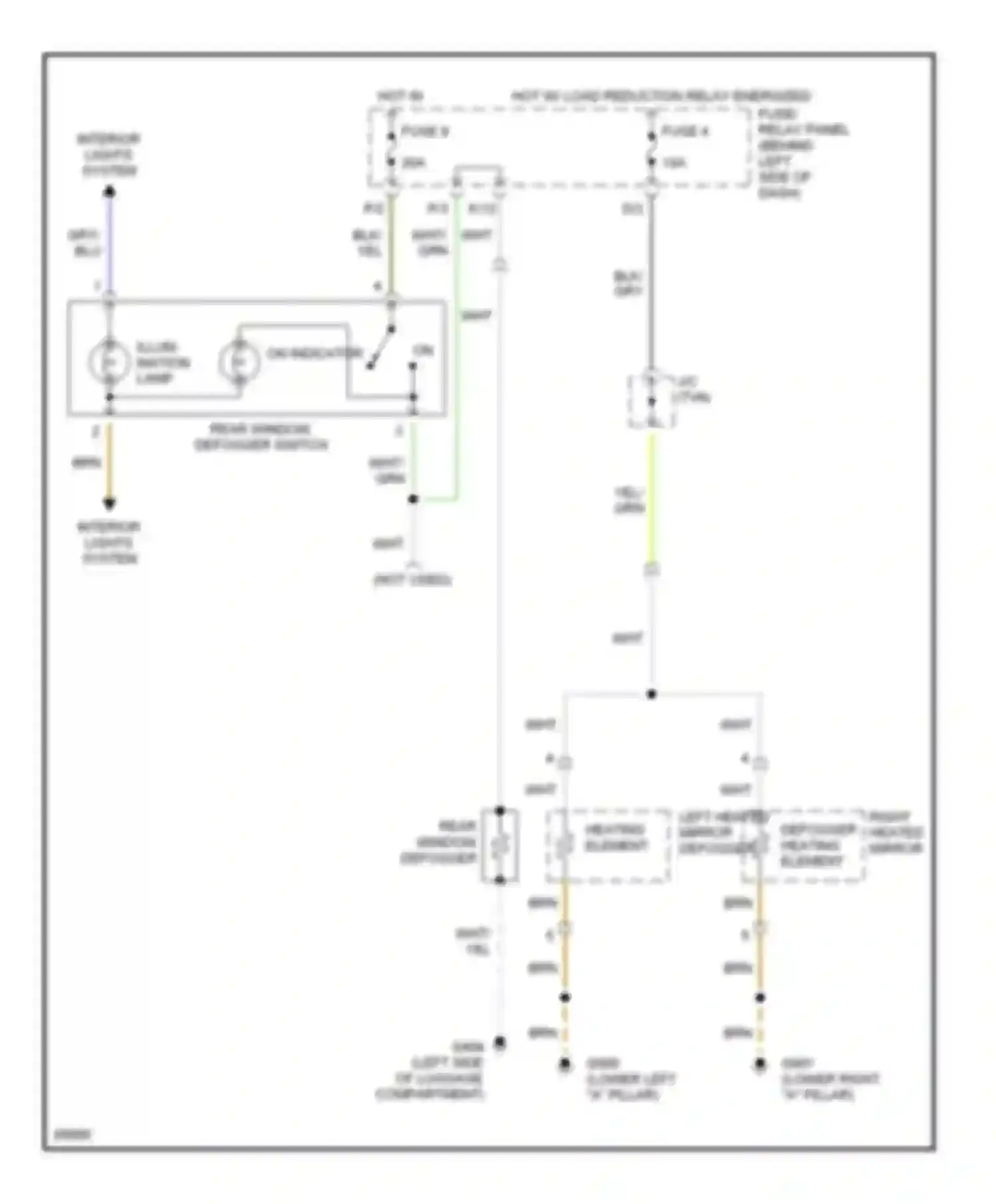 Wiring diagram rear window defogger switch for Volkswagen Golf Mk3 (1991-2000) (1 of 3)