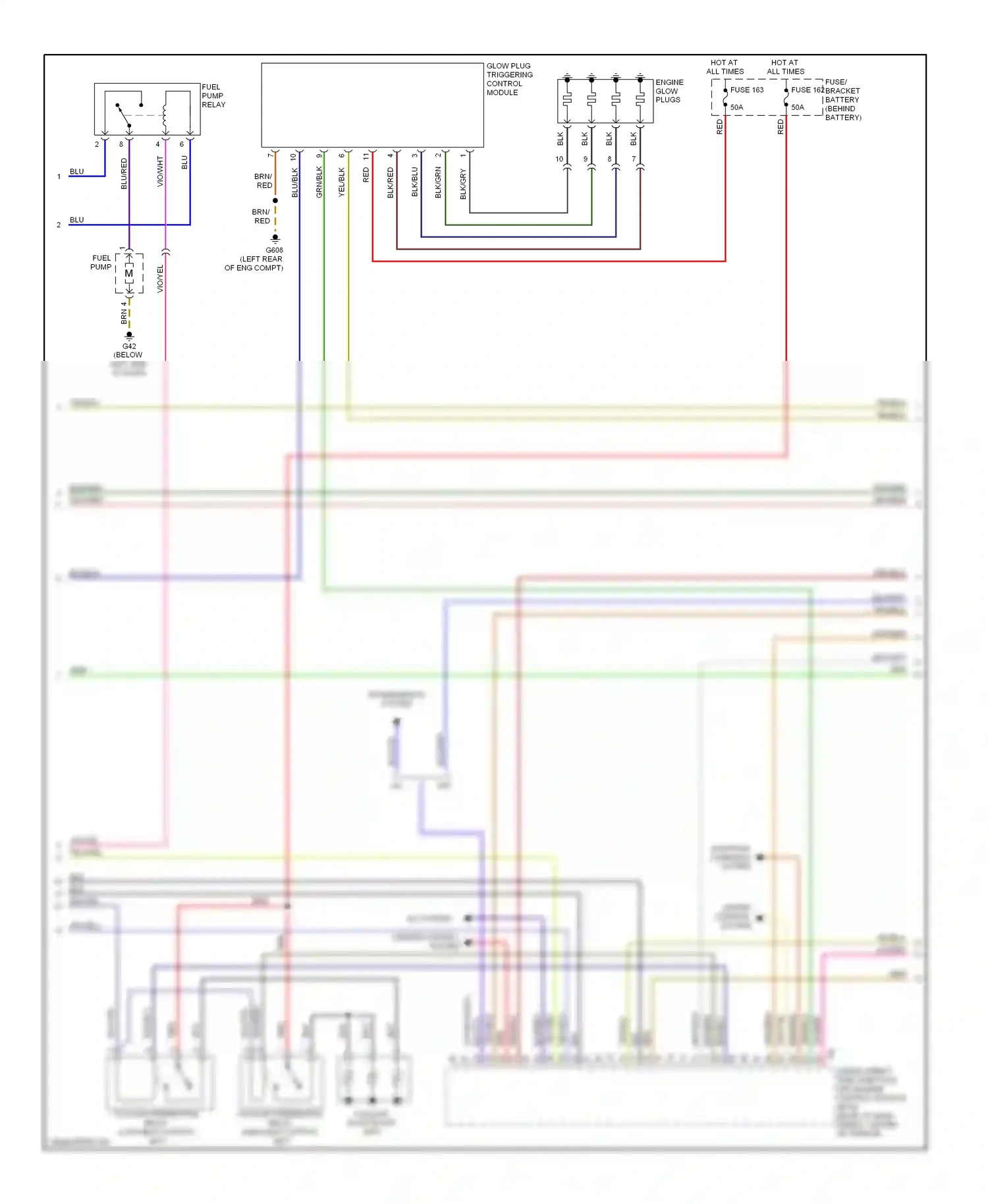 Volkswagen Golf Mk4 (1997-2006) glow plug triggering control module wiring diagram  (1 of 1)