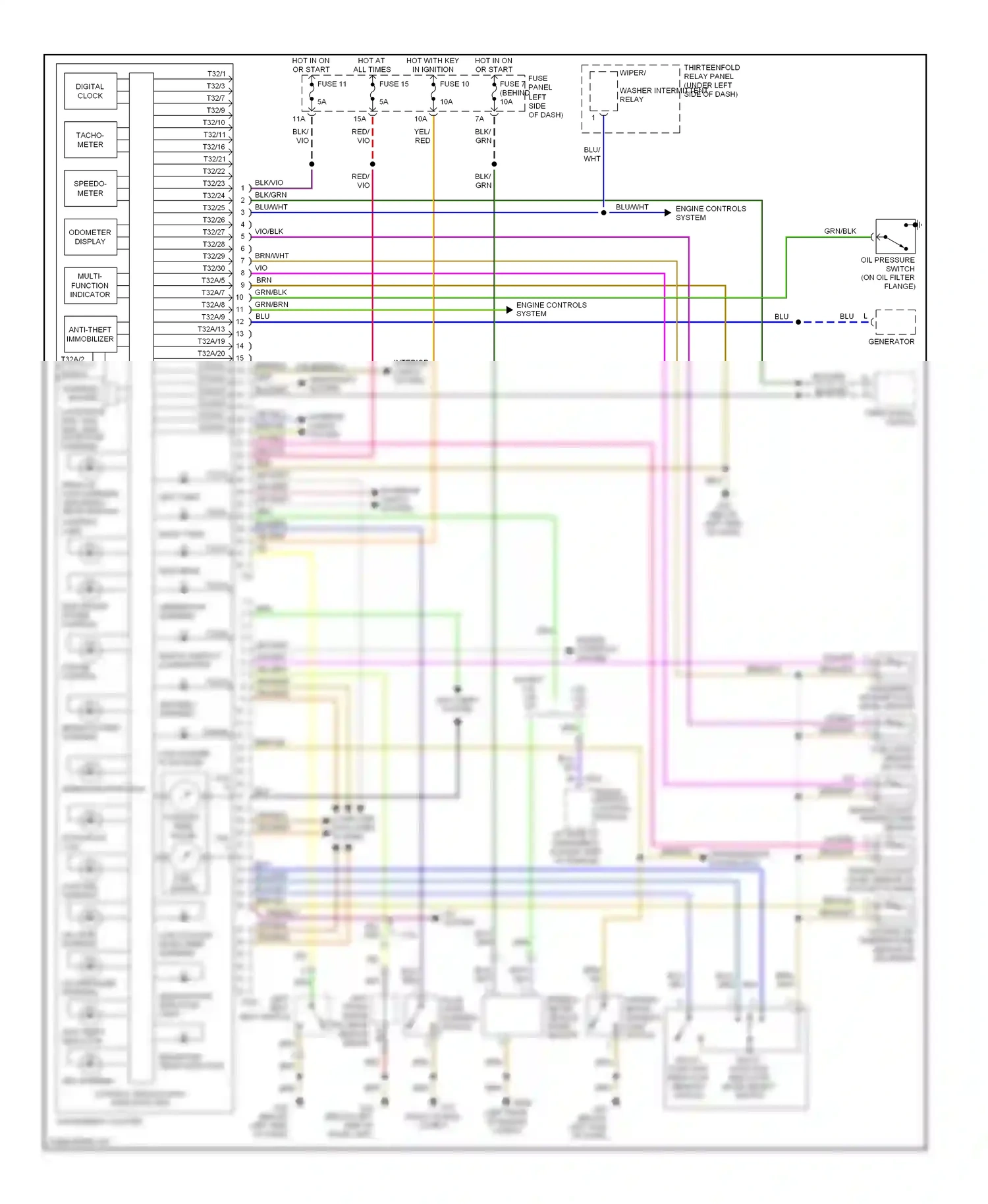 Volkswagen Golf Mk4 (1997-2006) multi-function indicator memory switch wiring diagram  (1 of 1)