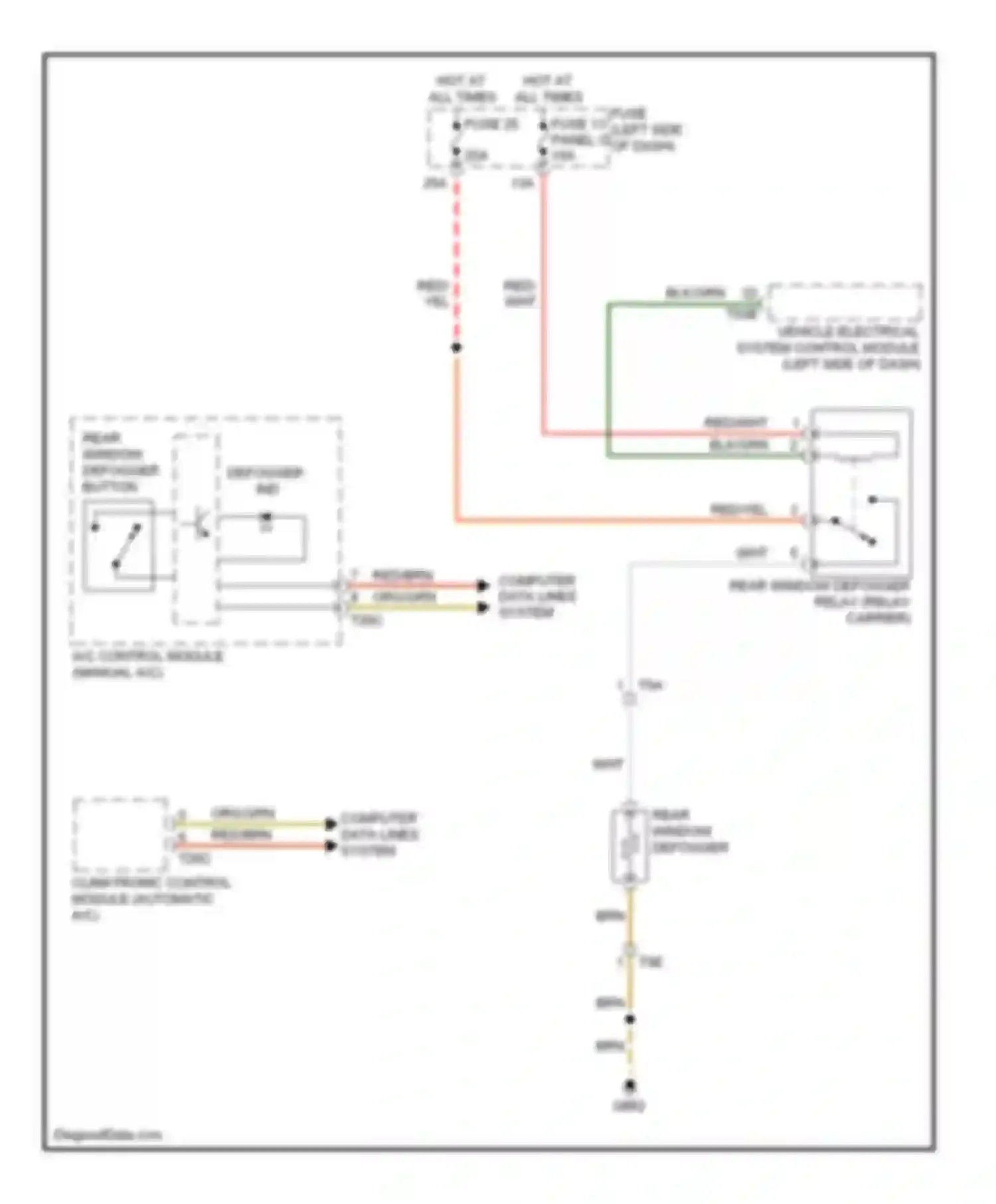 Golf Volkswagen Mk6 (2008-2012): Rear defogger circuit