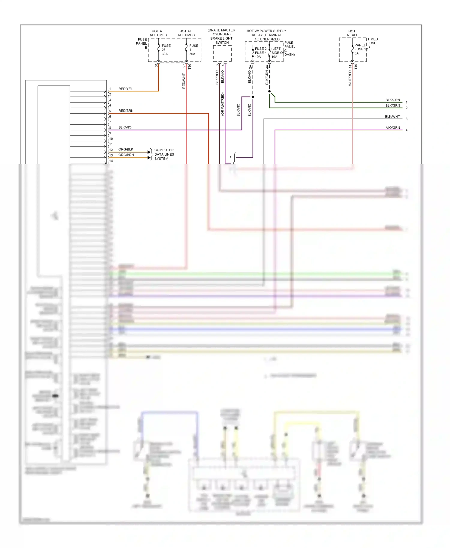 Volkswagen Golf Mk6 (2008-2012) abs control module (right rear engine compt) wiring diagram  (1 of 4)