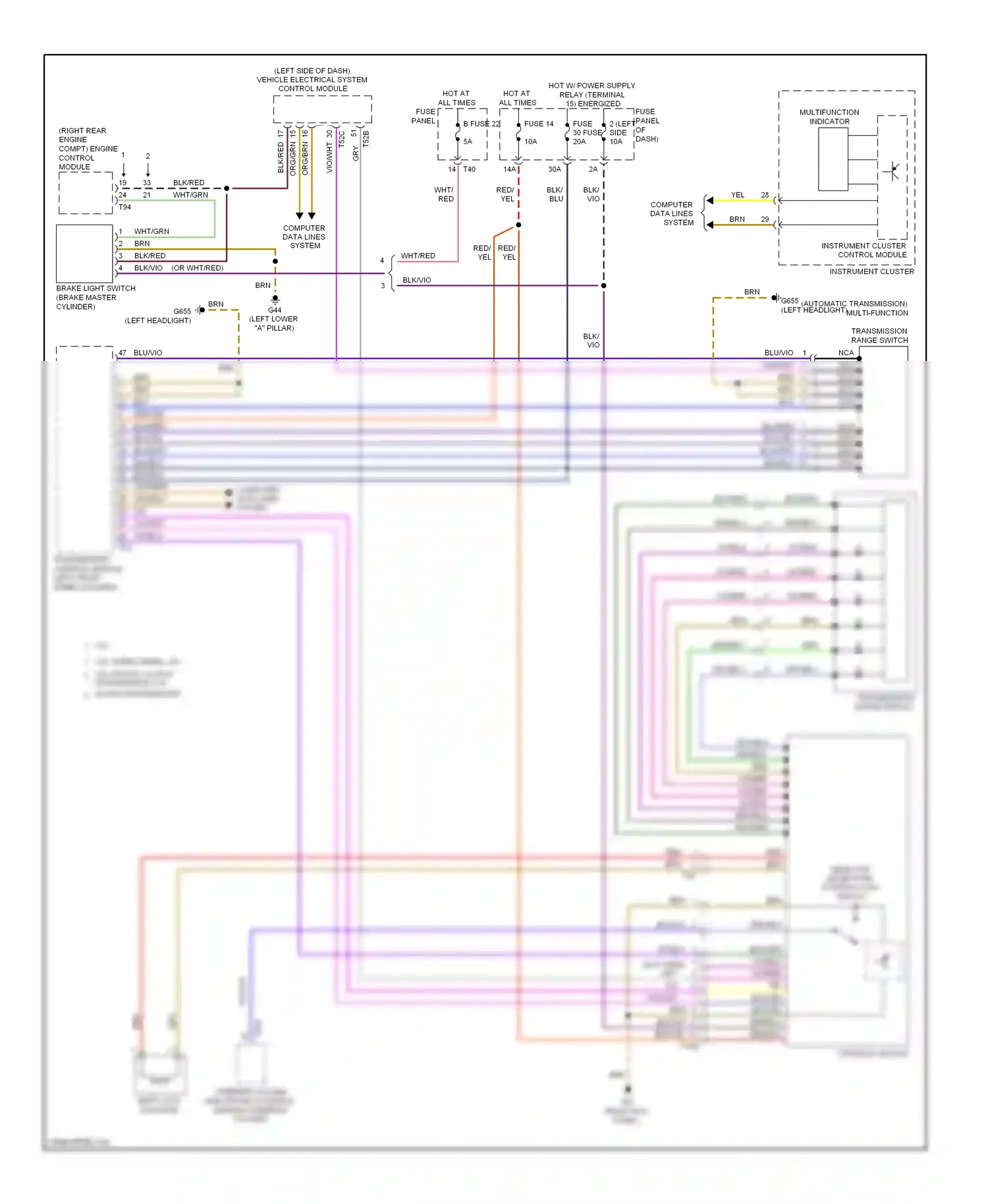 Volkswagen Golf Mk6 (2008-2012) (automatic transmission) multi-function wiring diagram  (2 of 3)