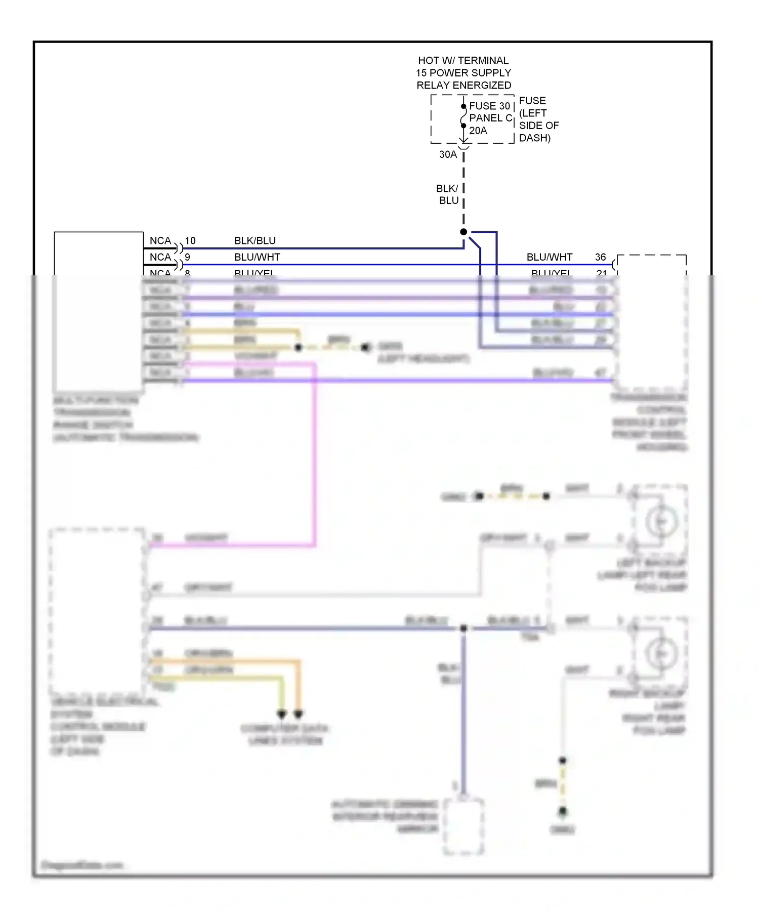 Volkswagen Golf Mk6 (2008-2012) multi-function transmission range switch (automatic transmission) wiring diagram  (1 of 1)