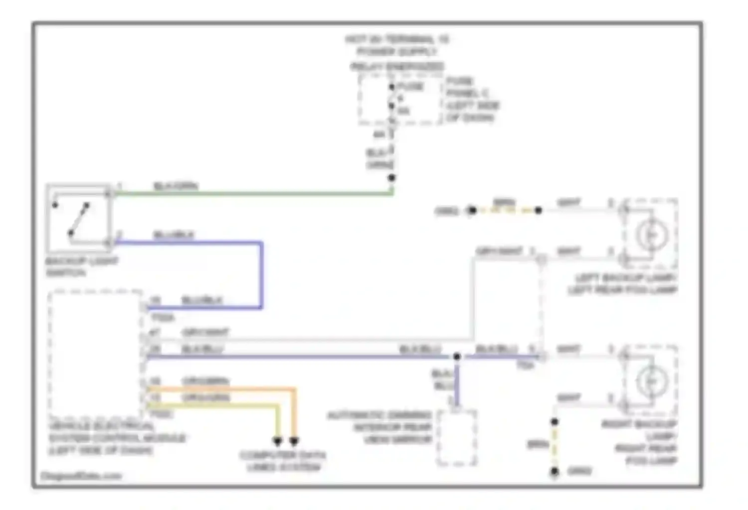 Wiring diagram right backup lamp/ right rear fog lamp for Volkswagen Golf Mk6 (2008-2012) (2 of 4)