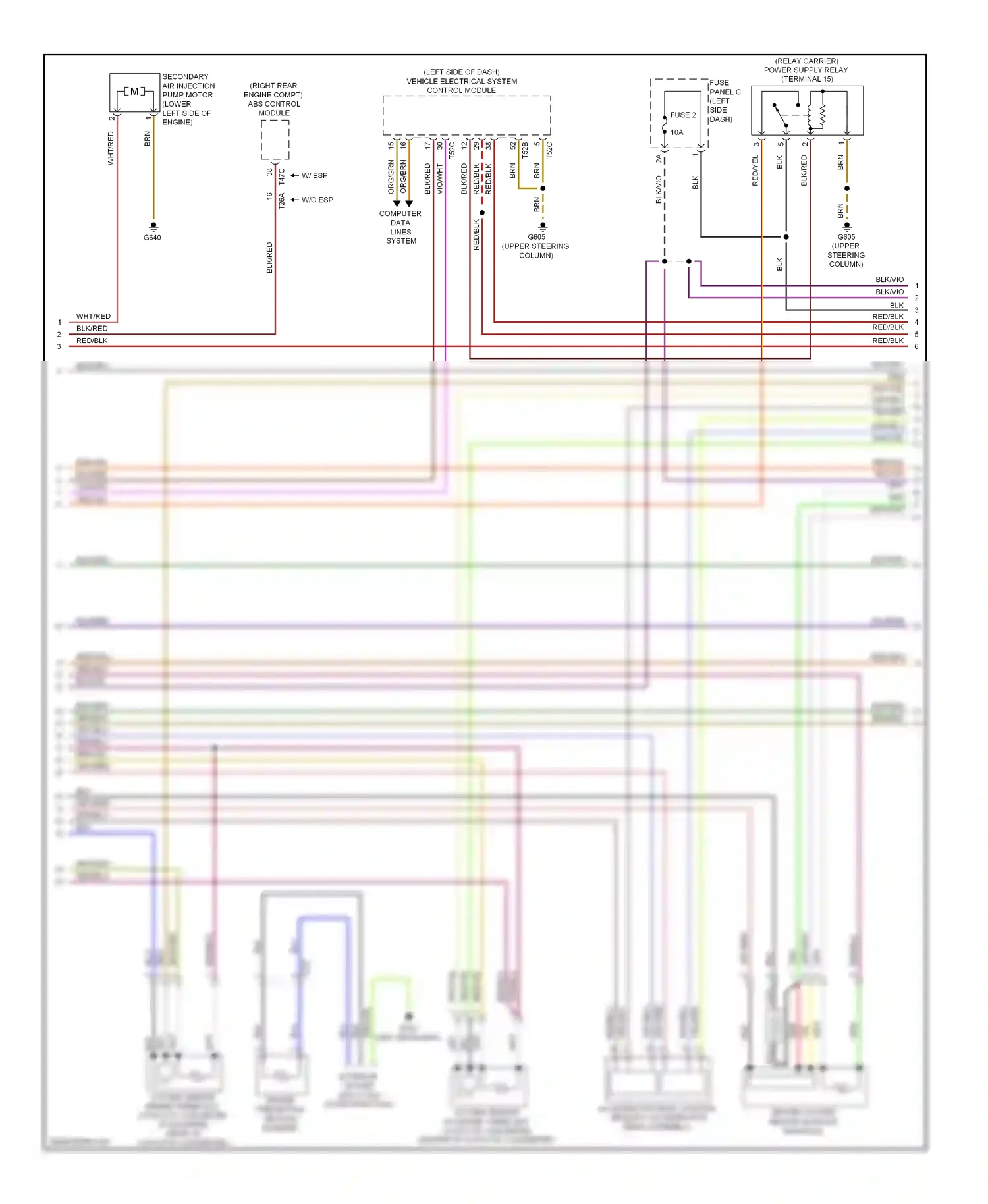Volkswagen Golf Mk6 (2008-2012) (right rear engine compt) abs control module wiring diagram  (1 of 2)