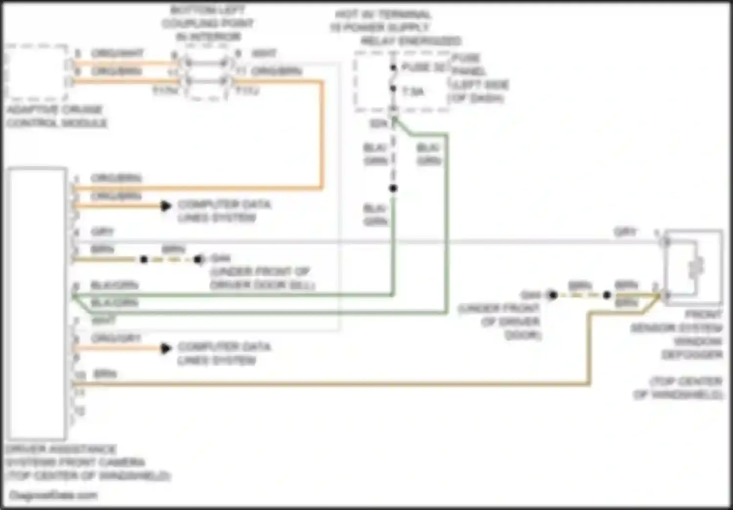 Wiring diagram adaptive cruise control module for Volkswagen Golf Mk7 facelift (2017-2021) (3 of 4)