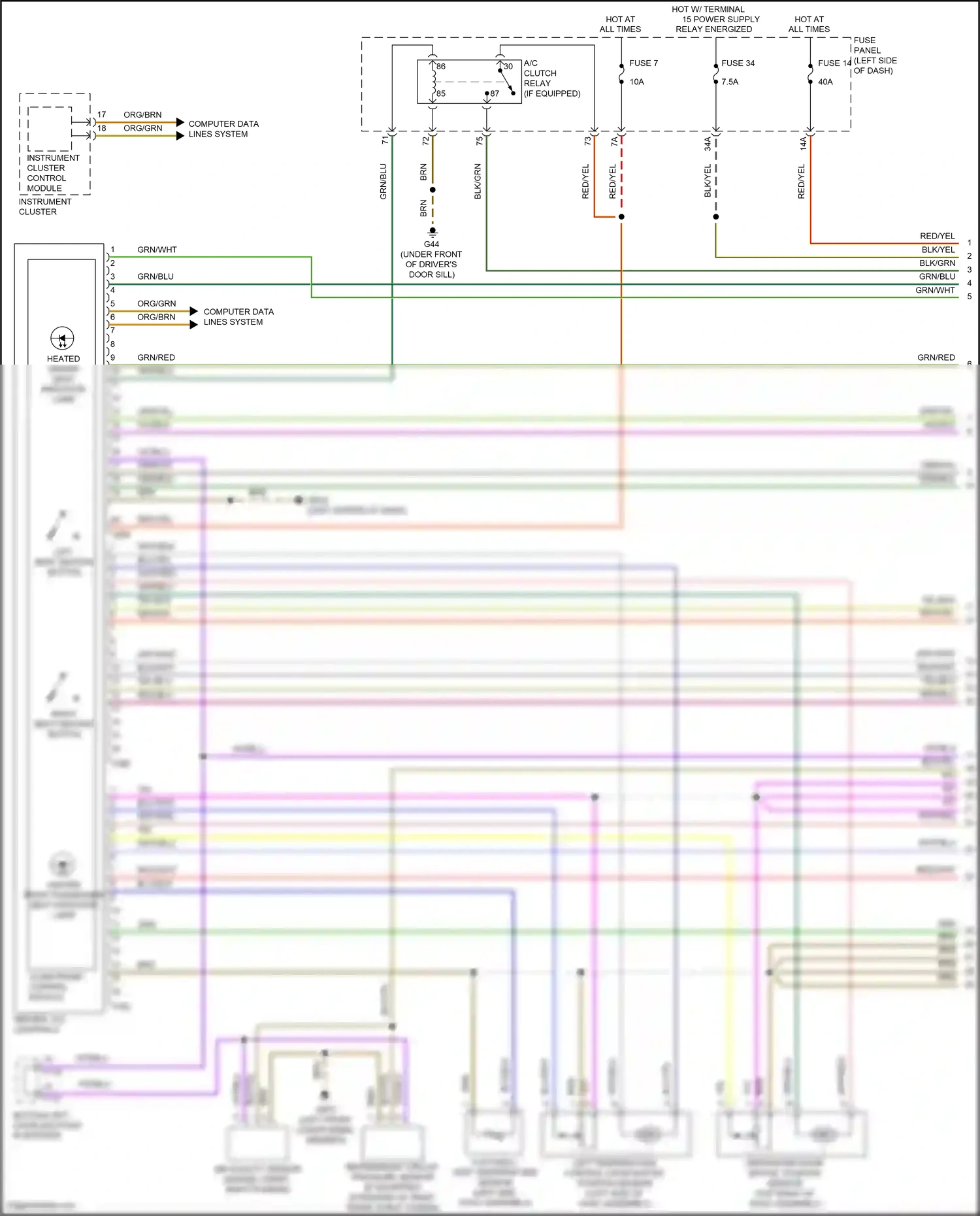 Volkswagen Golf Mk7 facelift (2017-2021) (engine compt, right plenum) wiring diagram  (1 of 1)