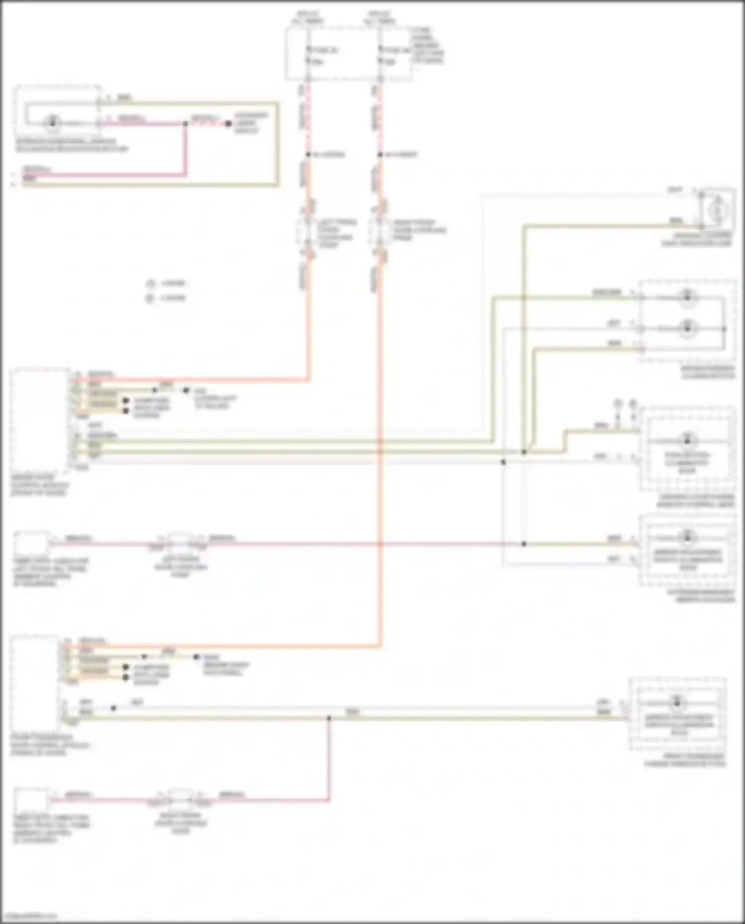 Wiring diagram front passenger power window button for Volkswagen Golf Mk7 (2012-2017) (1 of 3)