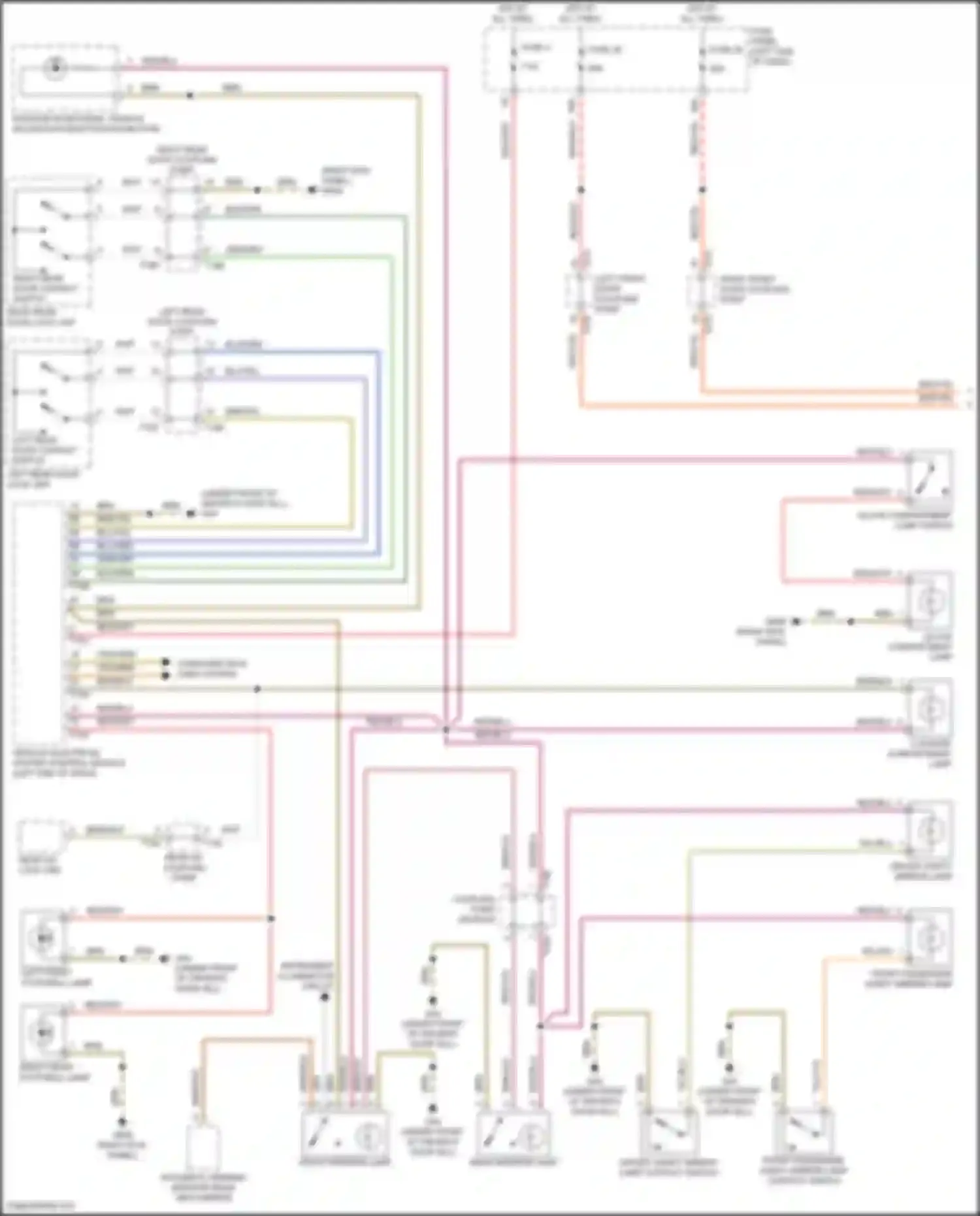 Golf Volkswagen Mk8 (2019-2024): Courtesy lamps circuit (1 of 2)