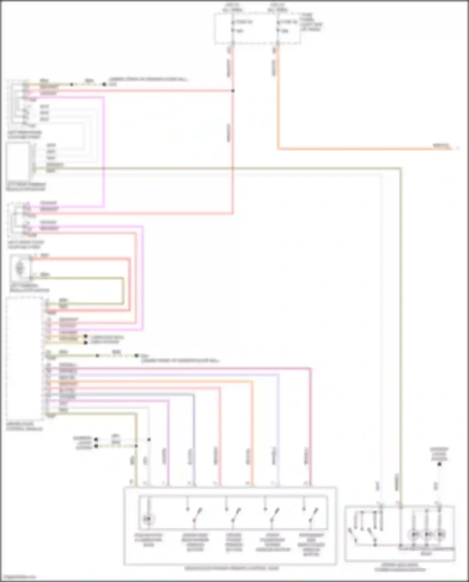 Wiring diagram passenger side rear power window button for Volkswagen Golf Mk8 (2019-2024) (2 of 3)