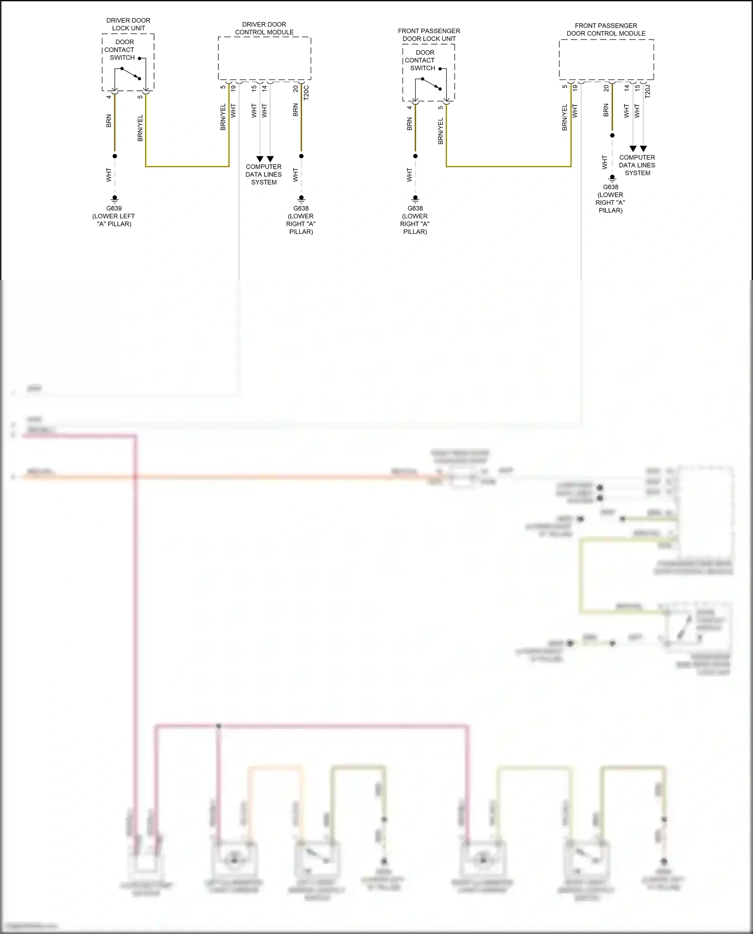 Wiring diagram driver door control module for Volkswagen ID.4 X I (2020-2024) (2 of 16)
