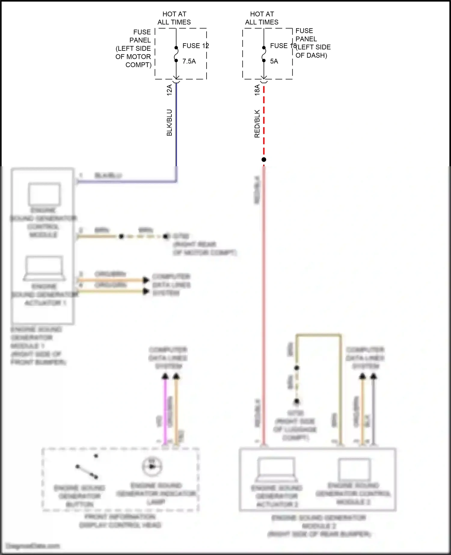 Wiring diagram engine sound generator control module 2 for Volkswagen ID.4 X I (2020-2024) (1 of 1)