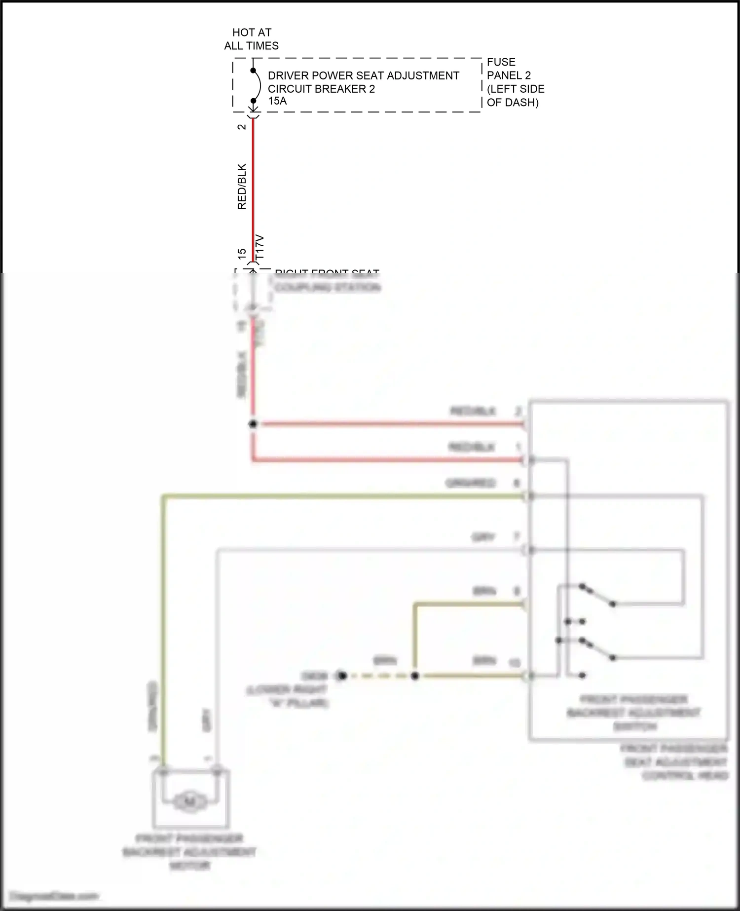 Wiring diagram front passenger backrest adjustment switch for Volkswagen ID.4 X I (2020-2024) (1 of 1)