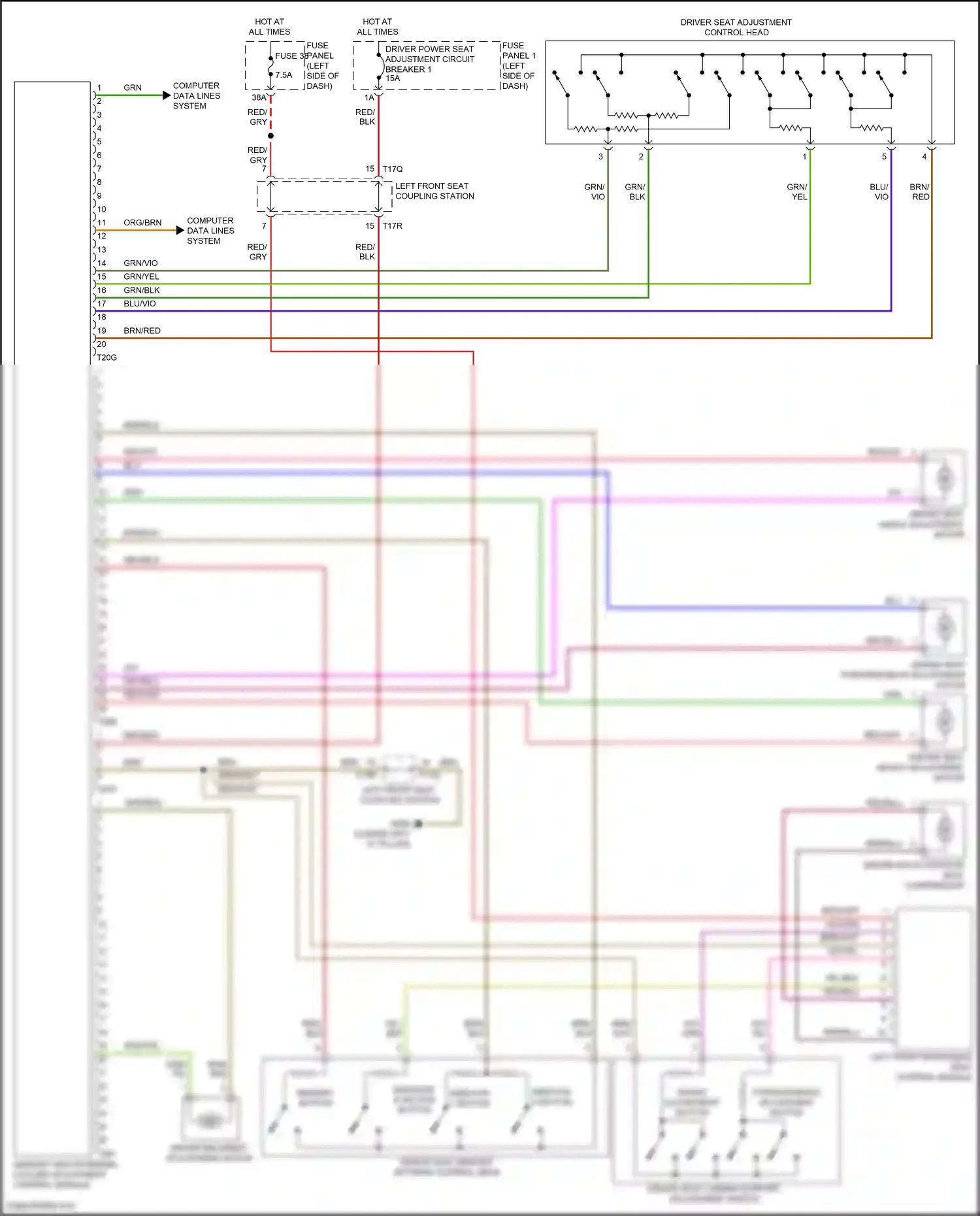 Wiring diagram left front massaging seat control module for Volkswagen ID.4 X I (2020-2024) (1 of 4)