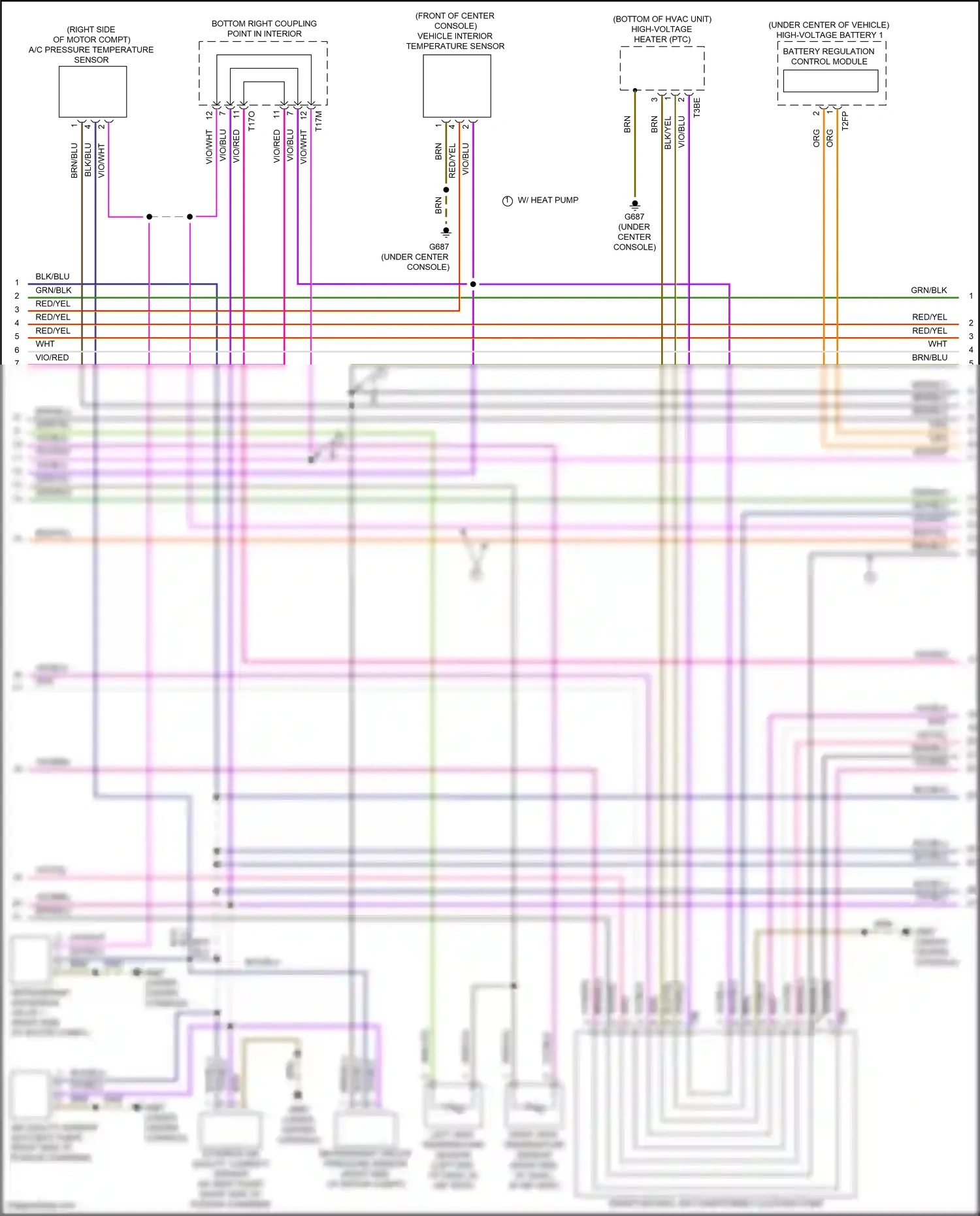 Wiring diagram right vent temperature sensor for Volkswagen ID.4 X I (2020-2024) (1 of 2)