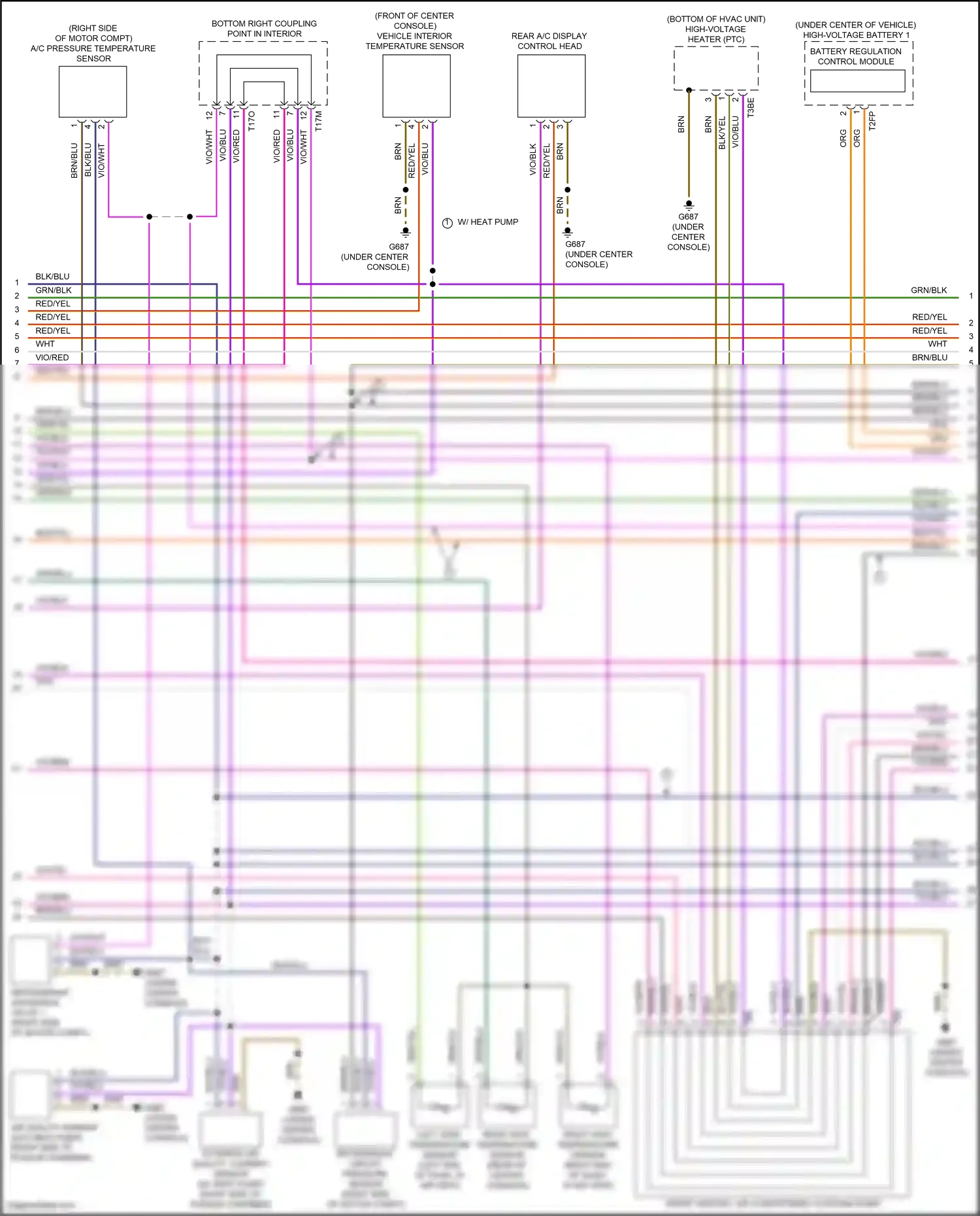 Wiring diagram right vent temperature sensor for Volkswagen ID.4 X I (2020-2024) (2 of 2)