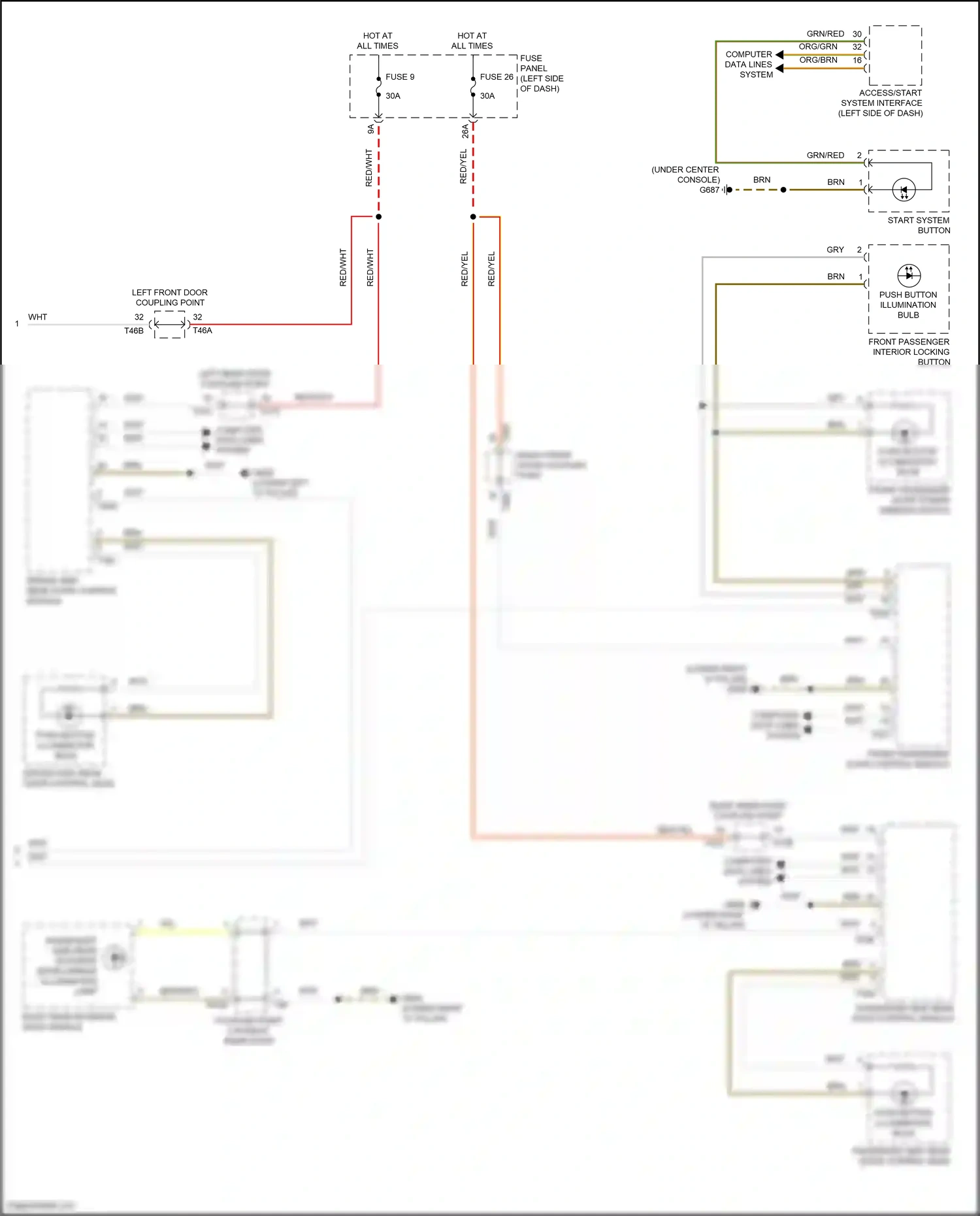 Wiring diagram start system button for Volkswagen ID.4 X I (2020-2024) (3 of 4)