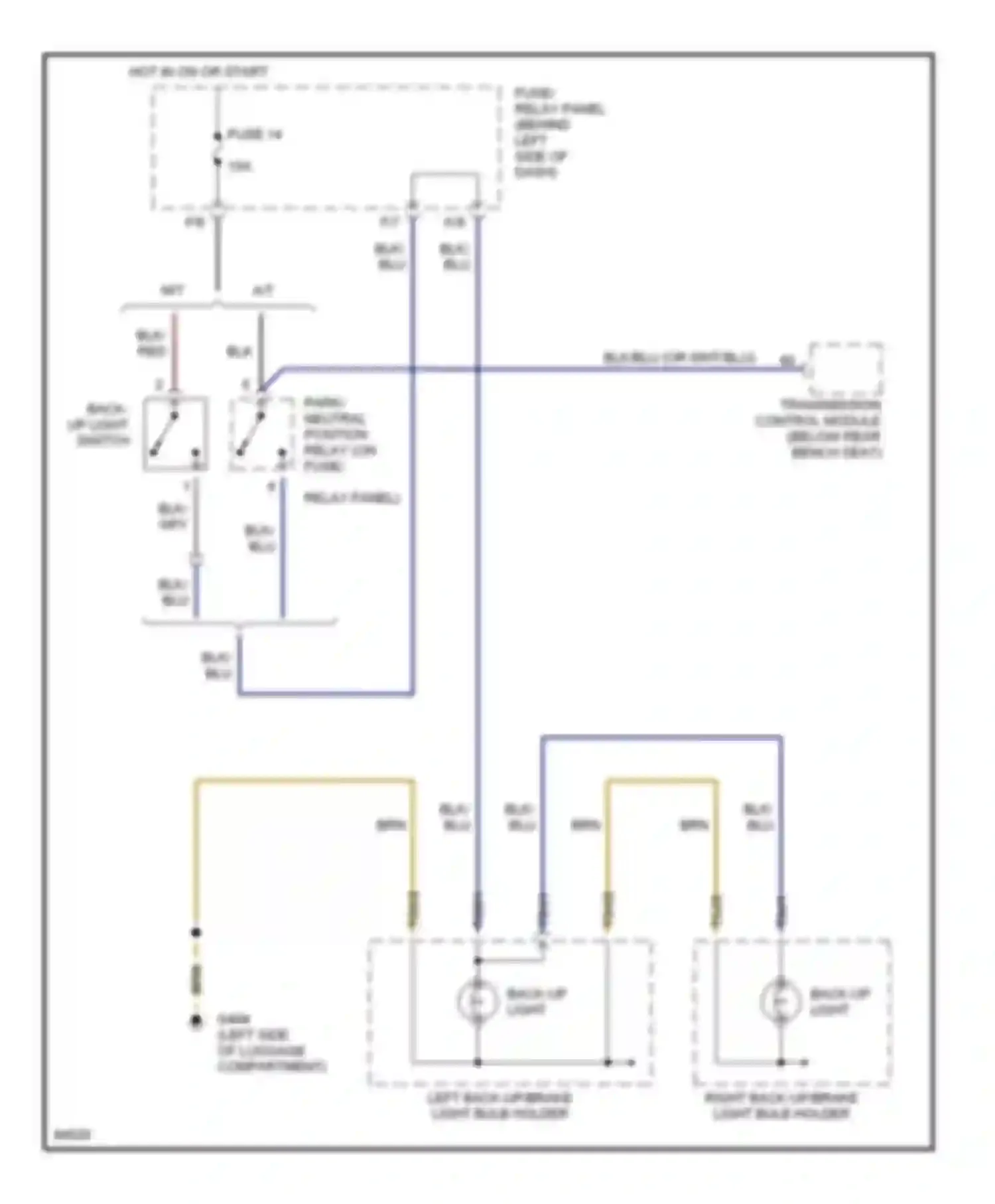Wiring diagram back- up light for Volkswagen Jetta III (1992-1998) (1 of 2)