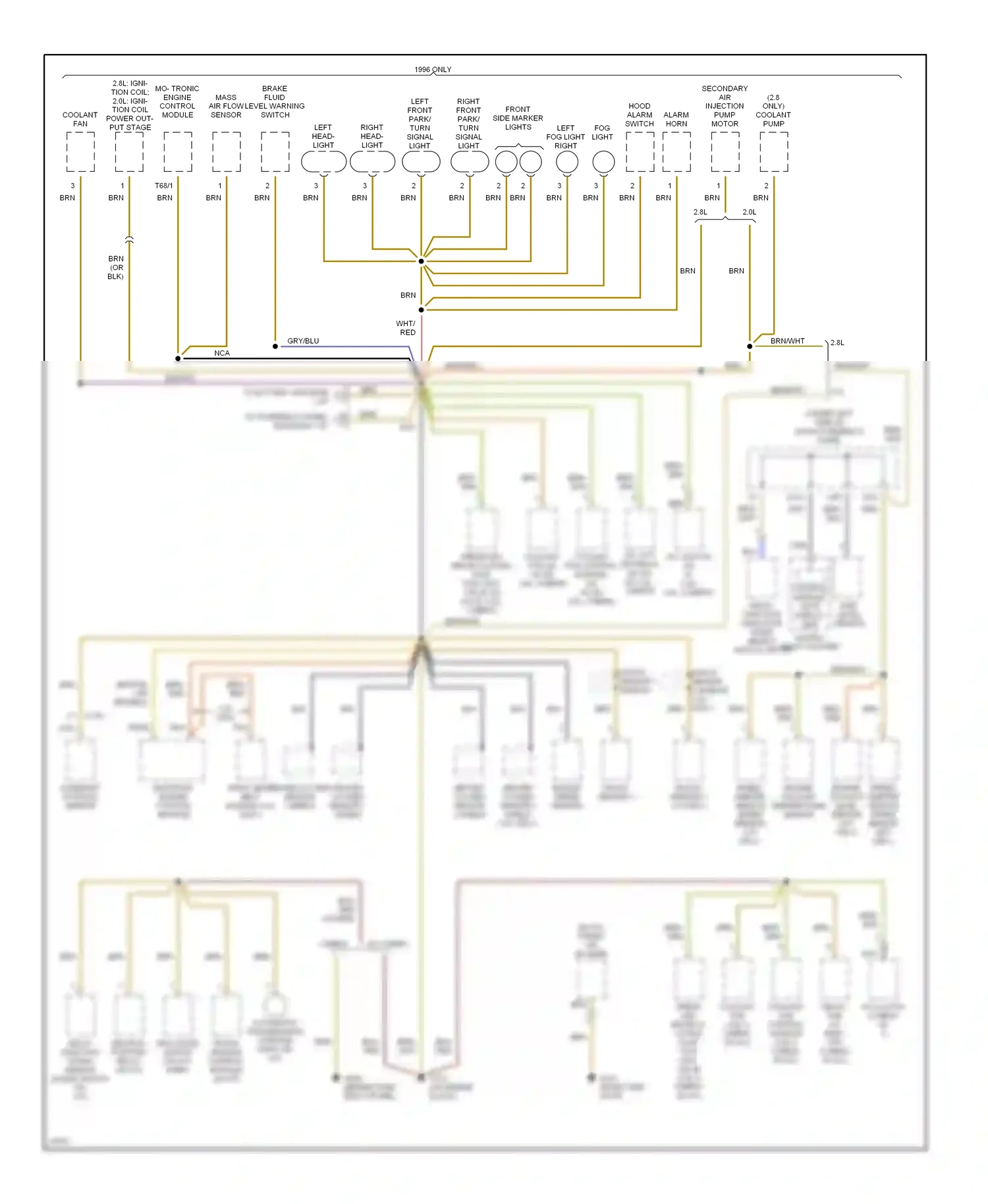 Volkswagen Jetta III (1992-1998) multi- function indicator mode select switch (jetta) wiring diagram  (1 of 1)
