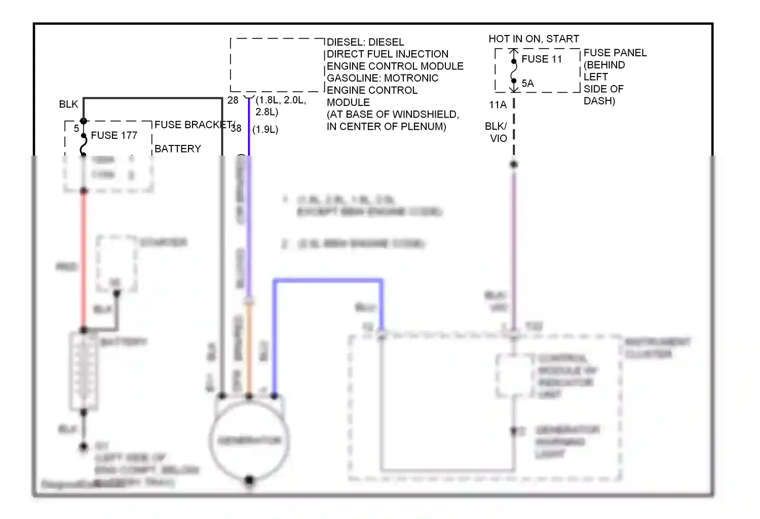 Volkswagen Jetta IV (1998-2005) (2.0l bbw engine code) wiring diagram  (1 of 1)