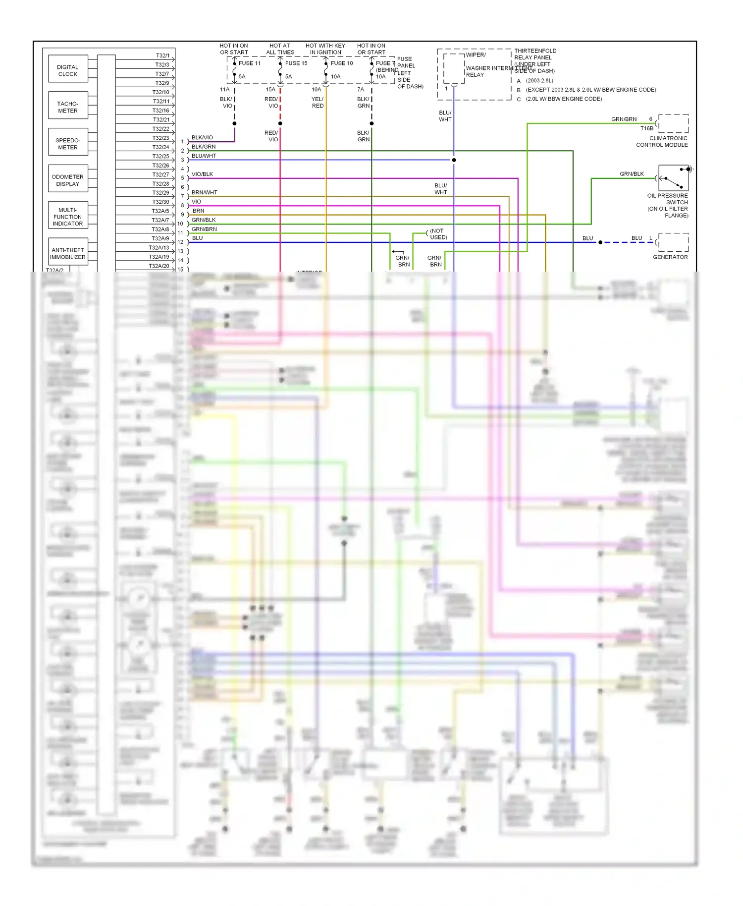 Volkswagen Jetta IV (1998-2005) multi-function indicator wiring diagram  (1 of 1)