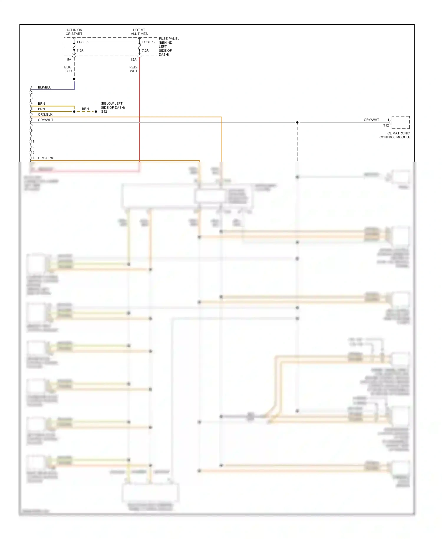 Volkswagen Jetta IV (1998-2005) multi-function steering wheel control module wiring diagram  (2 of 7)
