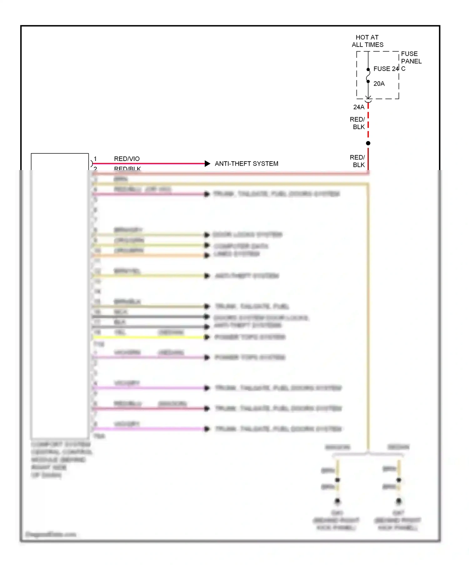 Volkswagen Jetta V (2005-2011) door locks system computer data lines system wiring diagram  (1 of 1)