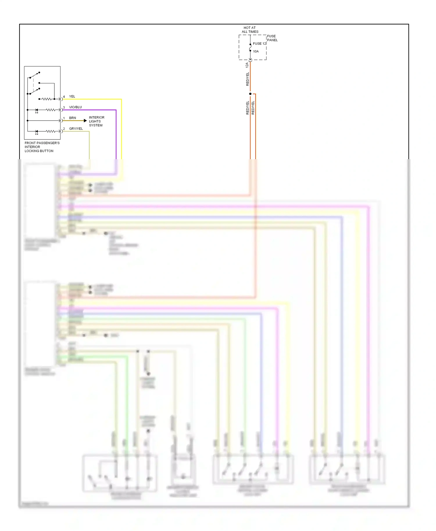 Volkswagen Jetta V (2005-2011) front passenger's interior locking button wiring diagram  (1 of 2)