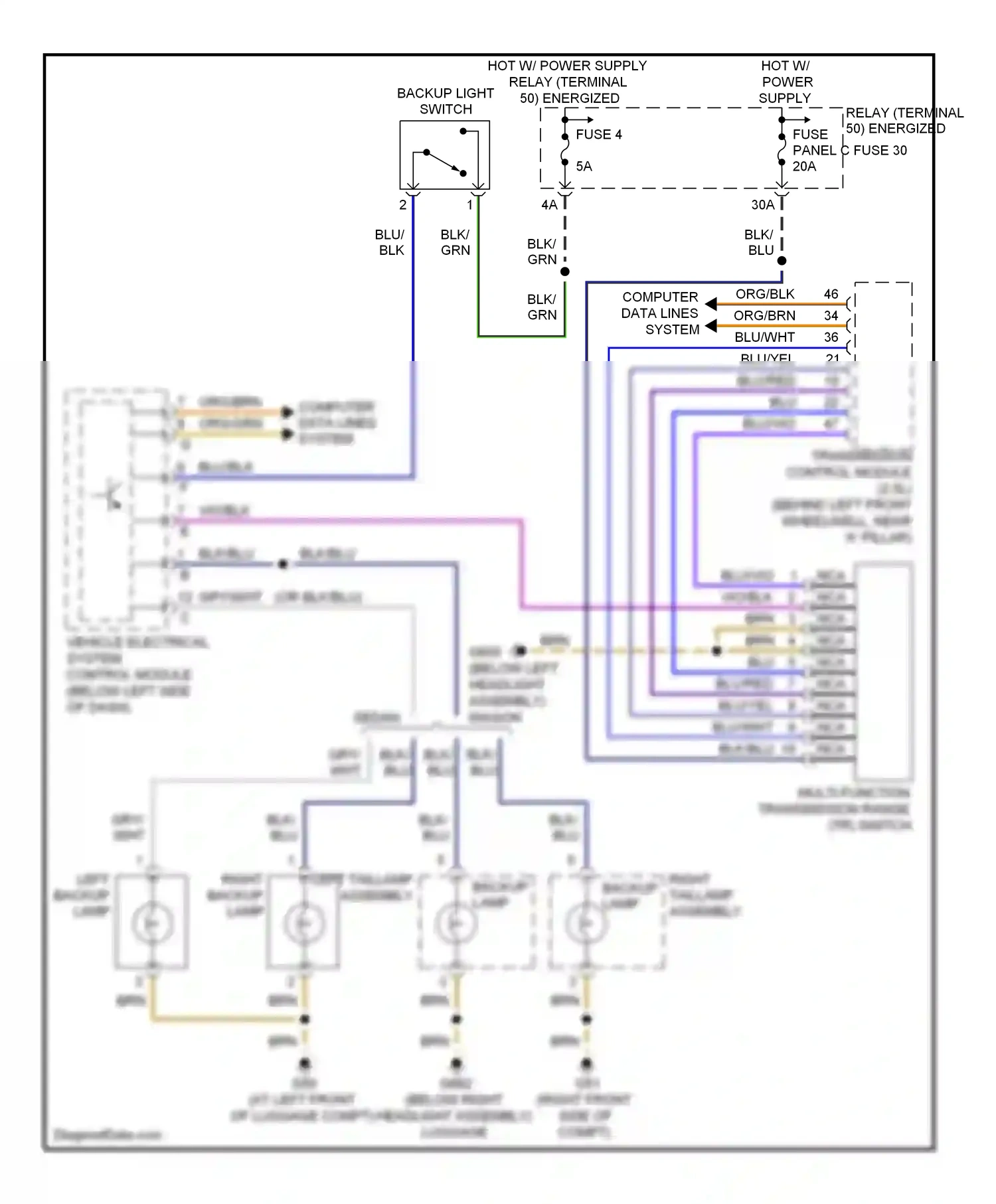 Volkswagen Jetta V (2005-2011) multi- function transmission range (tr) switch wiring diagram  (2 of 2)