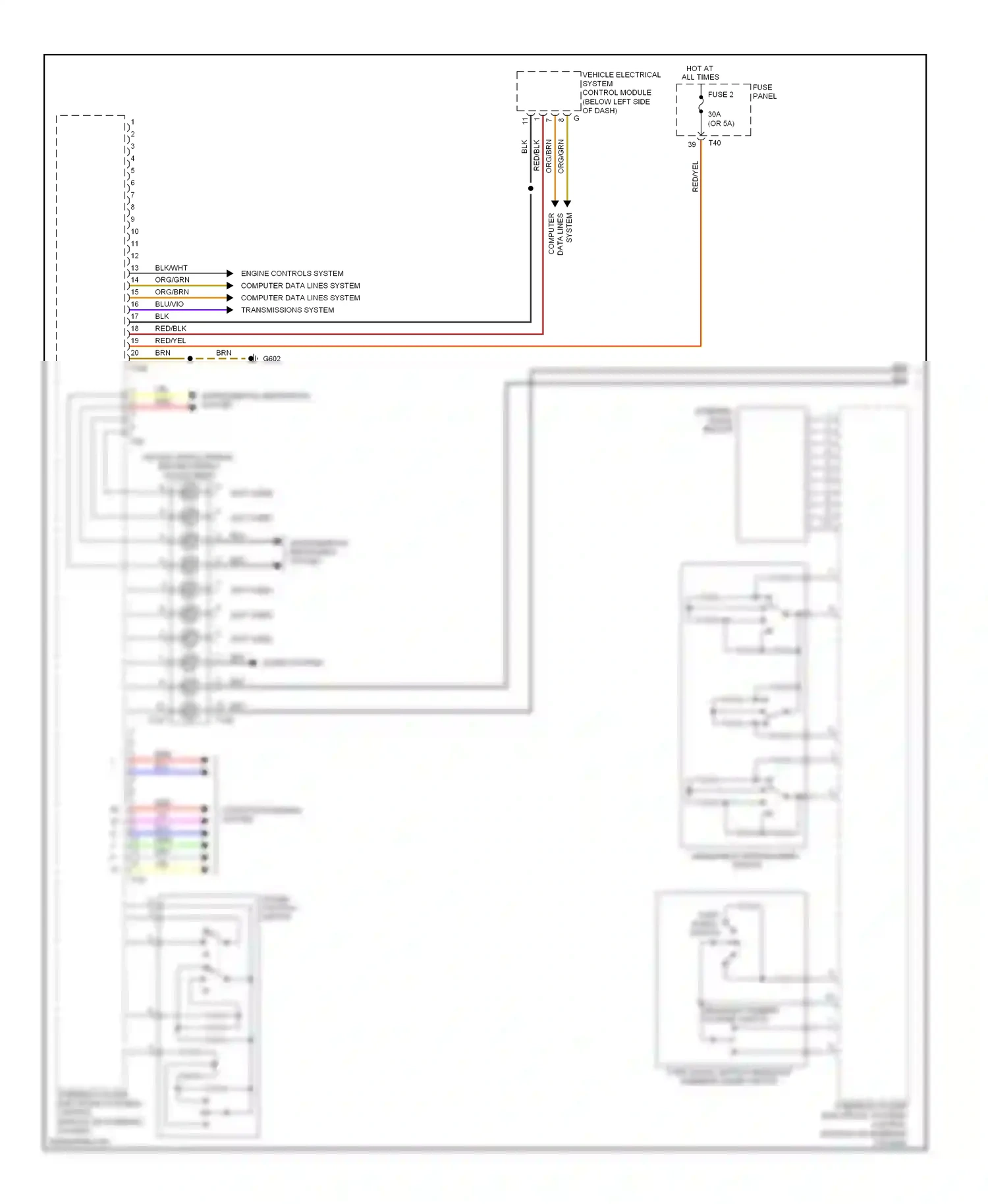 Volkswagen Jetta V (2005-2011) steering column electronic systems control module (on steering column, wiring diagram  (6 of 19)