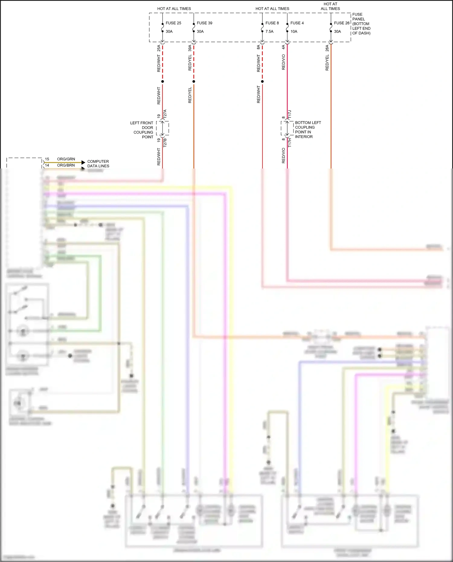 Volkswagen Jetta VII (2018-2021) driver interior locking button wiring diagram  (1 of 3)