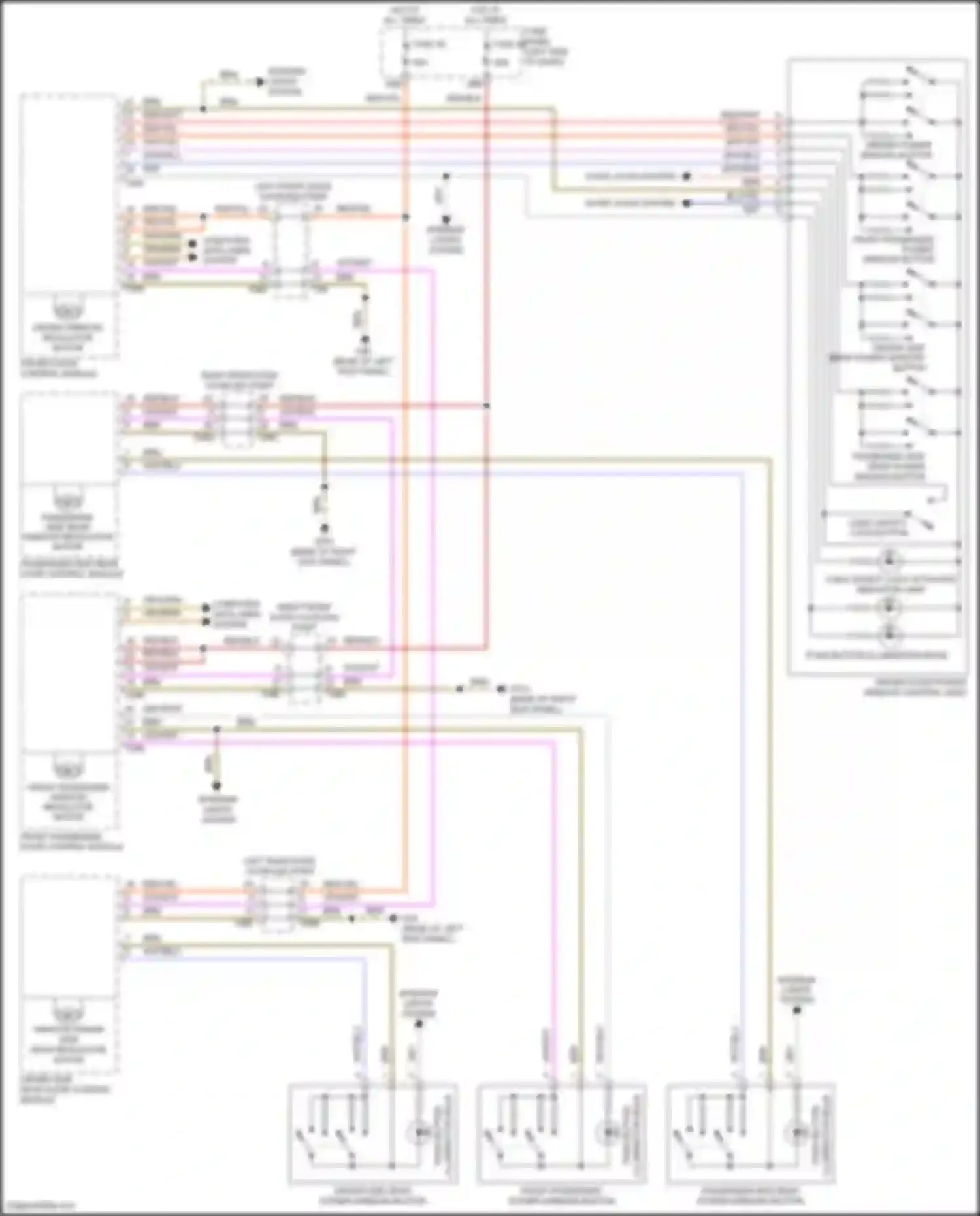 Wiring diagram driver side rear power window button for Volkswagen Passat (North America) II (2019-2022) (2 of 2)