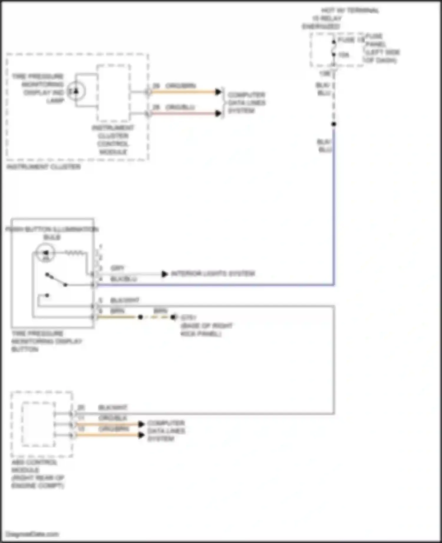 Wiring diagram tire pressure monitoring display ind lamp for Volkswagen Passat (North America) II (2019-2022) (2 of 2)