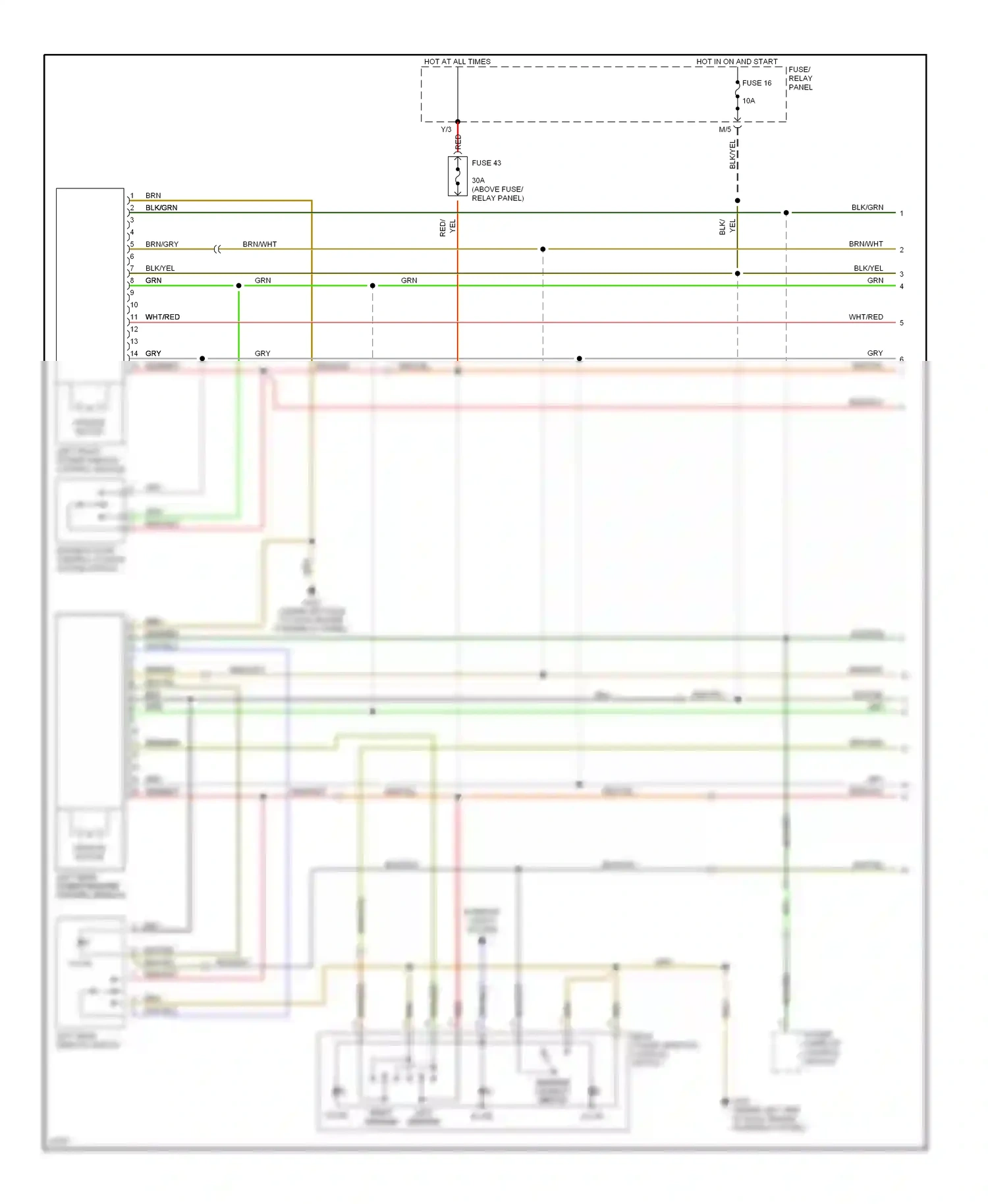 Volkswagen Passat B4 (1993-1997) driver's door central locking system switch wiring diagram  (1 of 1)