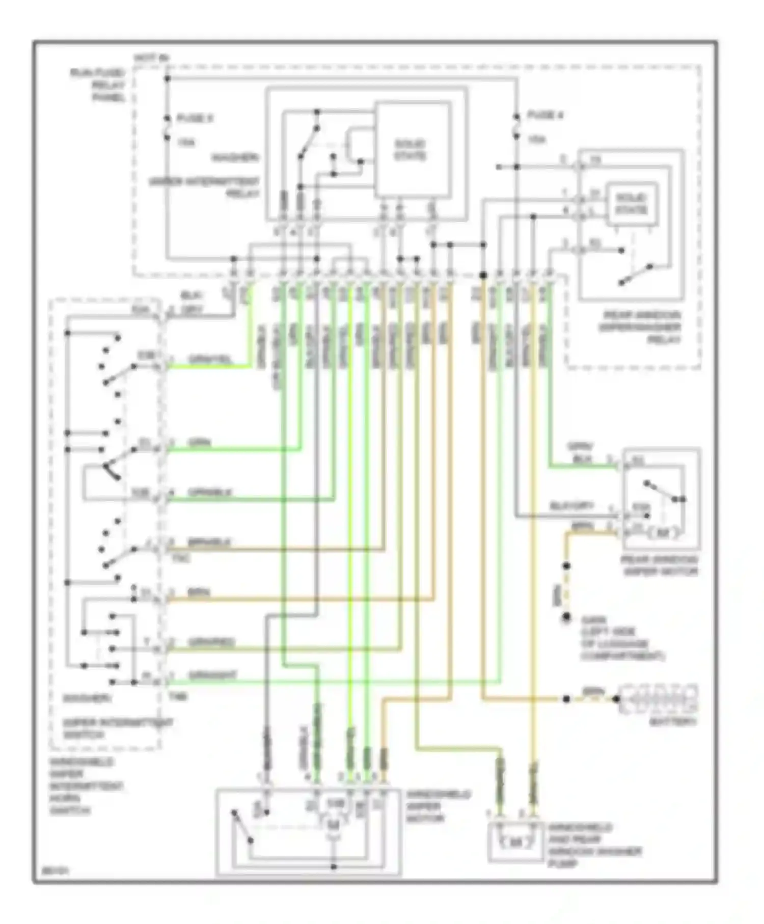 Wiring diagram hot in run fuse/ relay panel for Volkswagen Passat B4 (1993-1997) (1 of 1)