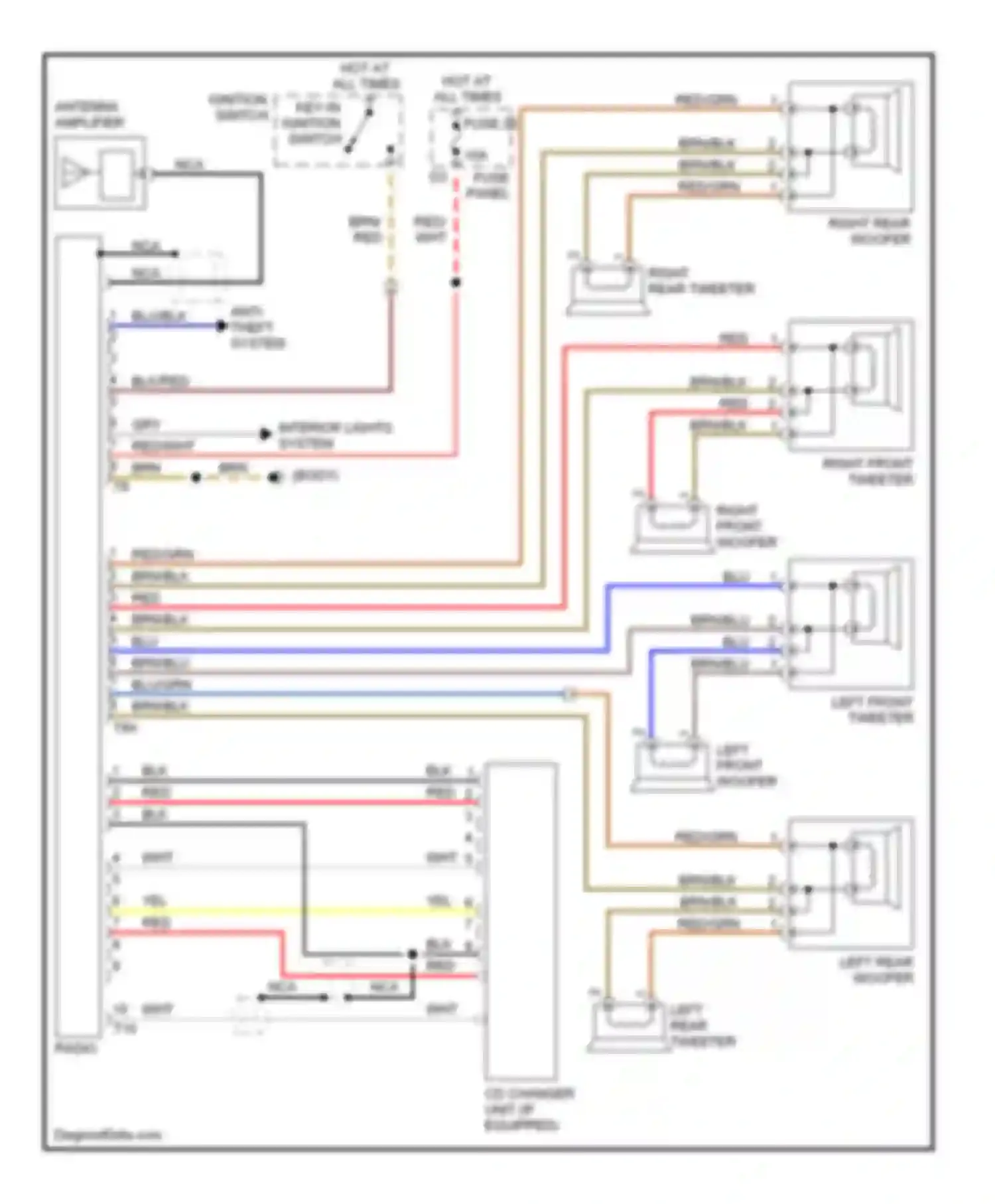 Wiring diagram key-in ignition switch for Volkswagen Passat B4 (1993-1997) (1 of 1)