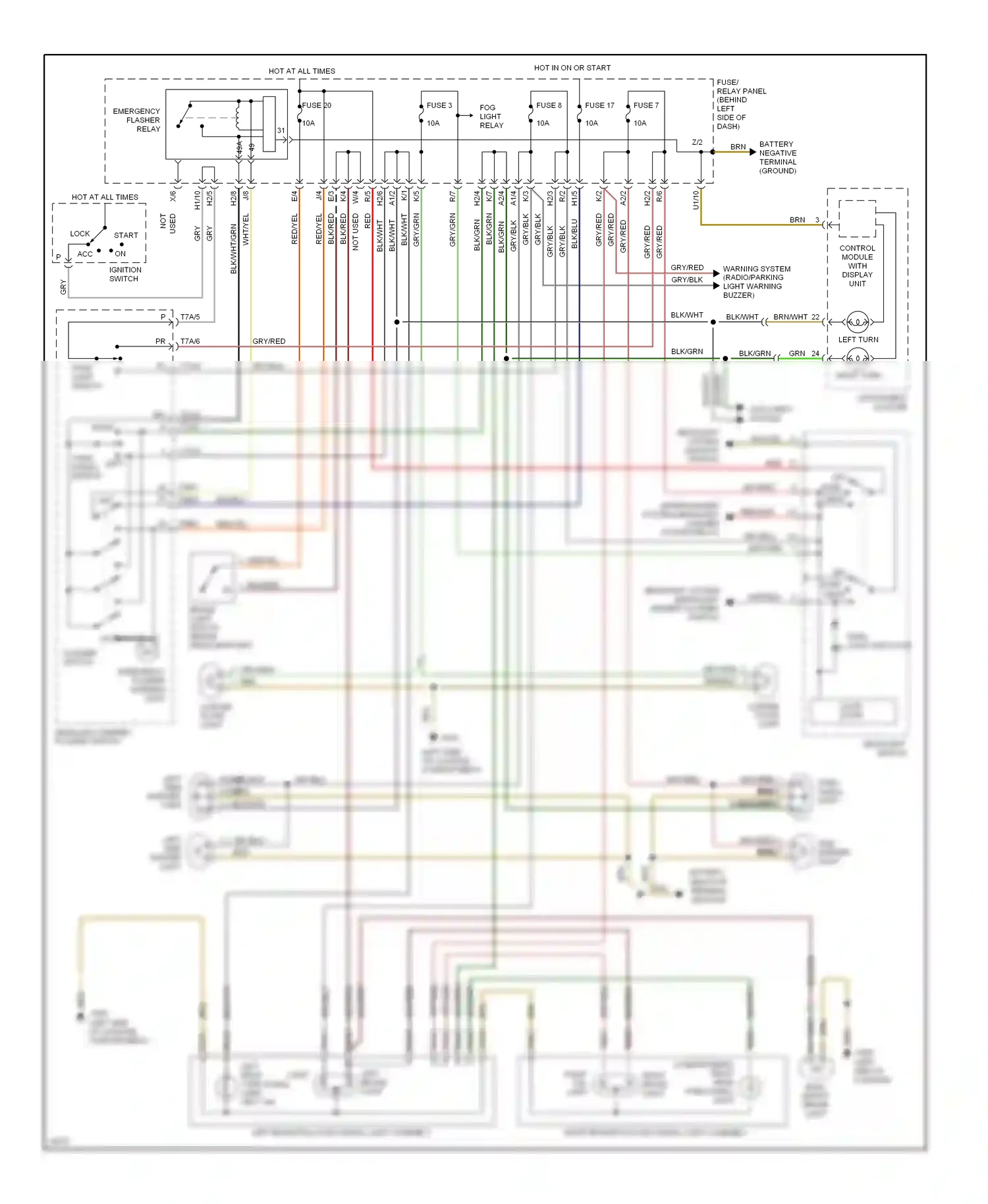 Wiring diagram park light switch for Volkswagen Passat B4 (1993-1997) (1 of 1)