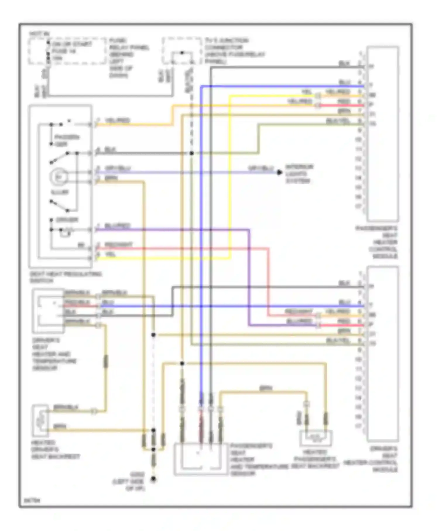 Wiring diagram passenger's seat heater control module for Volkswagen Passat B4 (1993-1997) (2 of 2)