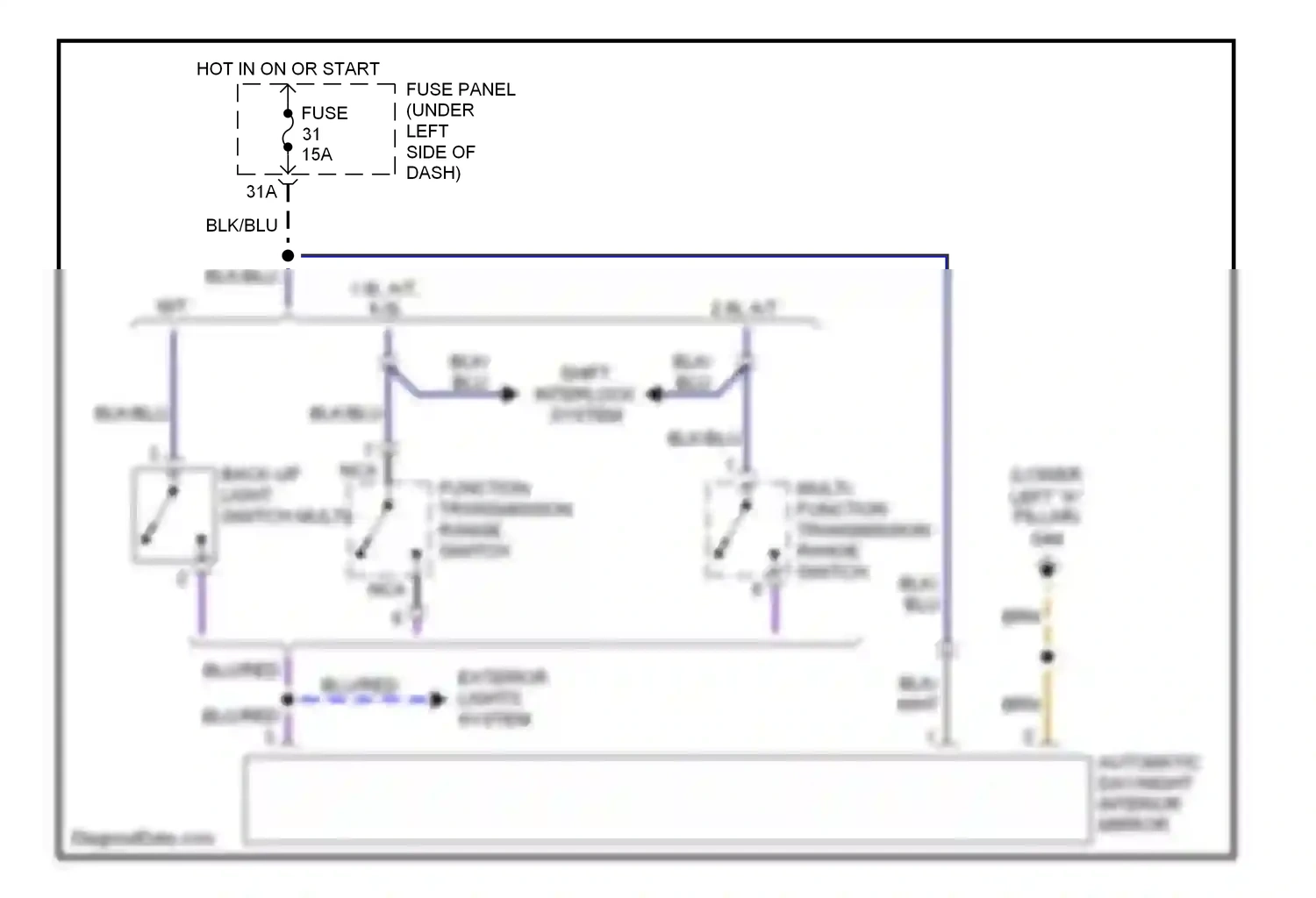 Wiring diagram automatic day/night interior mirror for Volkswagen Passat B5 facelift (2000-2005) (1 of 2)