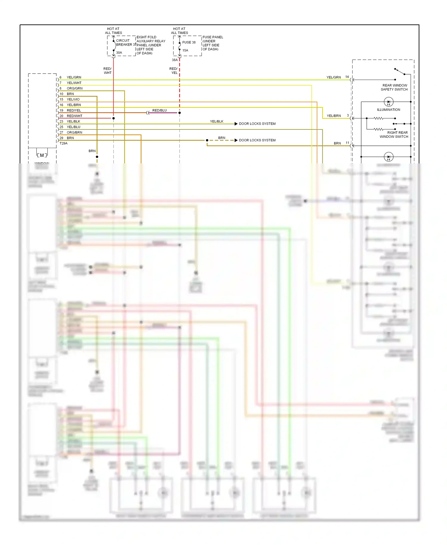 Wiring diagram driver's side door control module for Volkswagen Passat B5 facelift (2000-2005) (5 of 5)