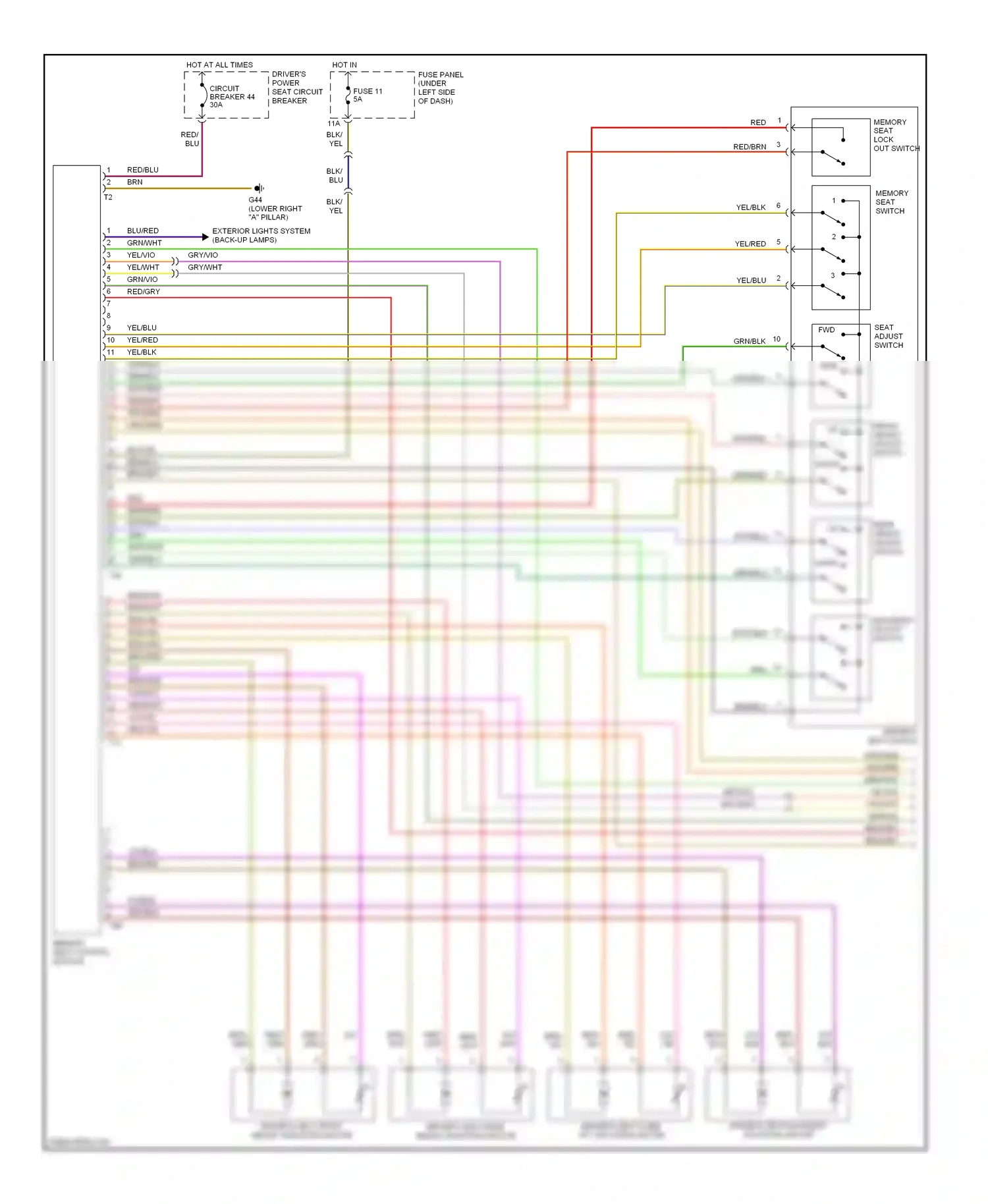 Wiring diagram front height adjust switch up for Volkswagen Passat B5 facelift (2000-2005) (1 of 1)
