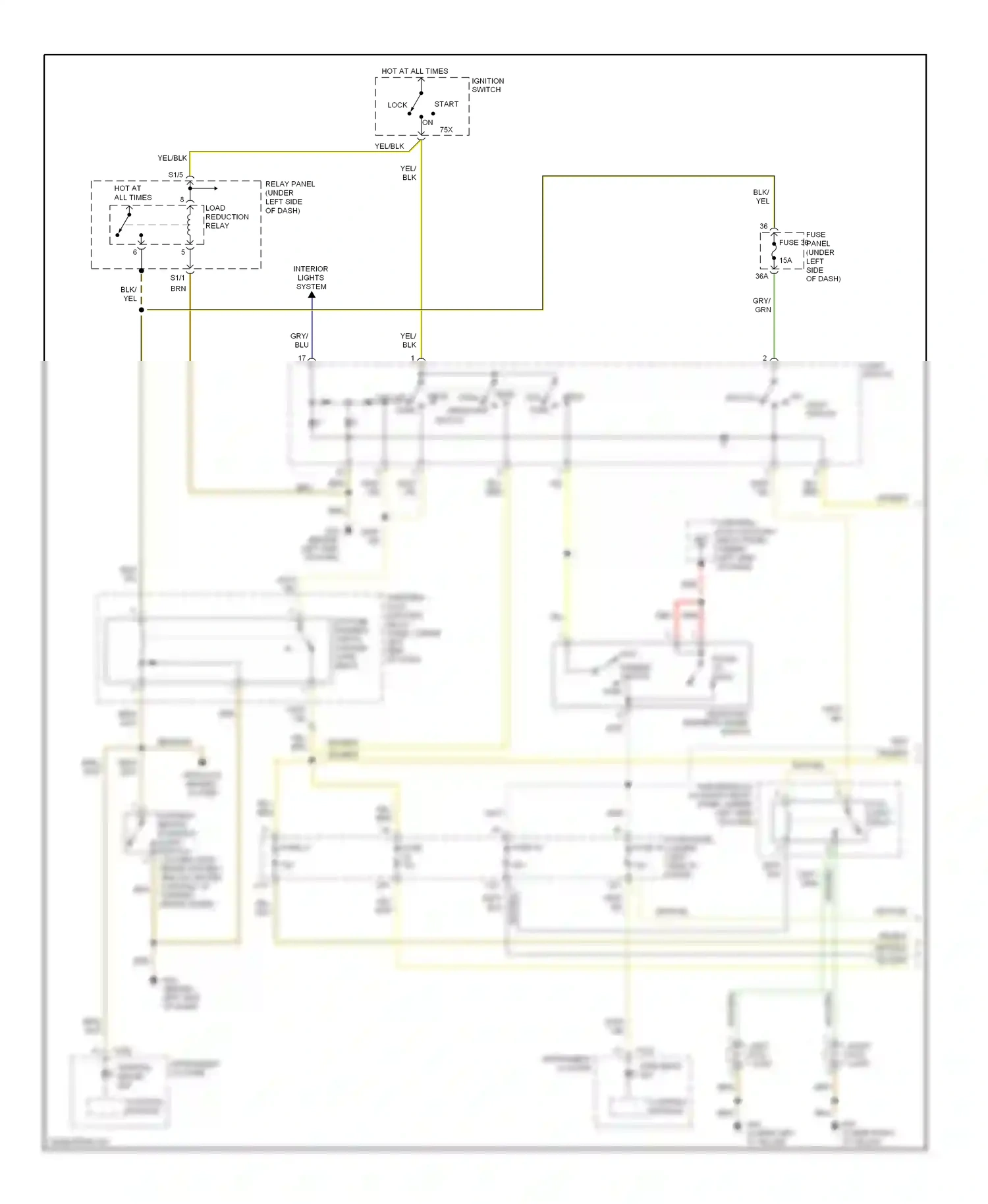 Wiring diagram headlight dimmer/flasher switch for Volkswagen Passat B5 facelift (2000-2005) (1 of 1)