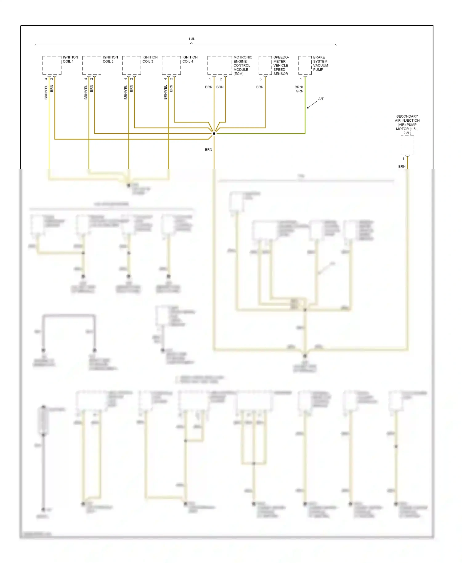 Wiring diagram ignition coil 4 for Volkswagen Passat B5 facelift (2000-2005) (1 of 2)