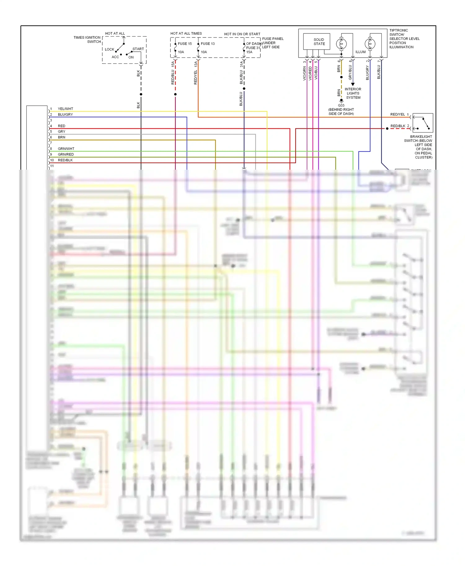 Wiring diagram kick down switch for Volkswagen Passat B5 facelift (2000-2005) (1 of 1)