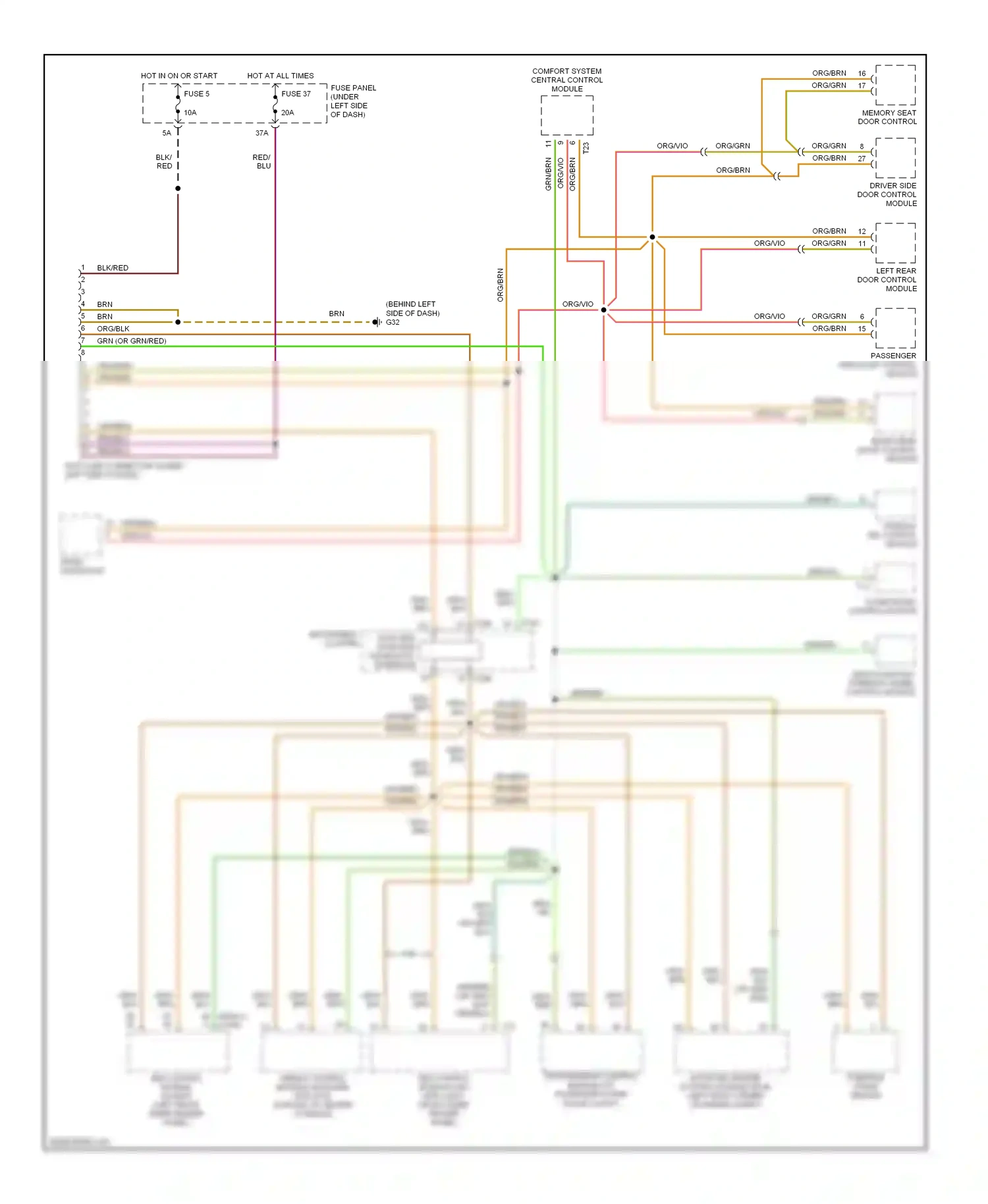 Wiring diagram left rear door control module for Volkswagen Passat B5 facelift (2000-2005) (1 of 7)