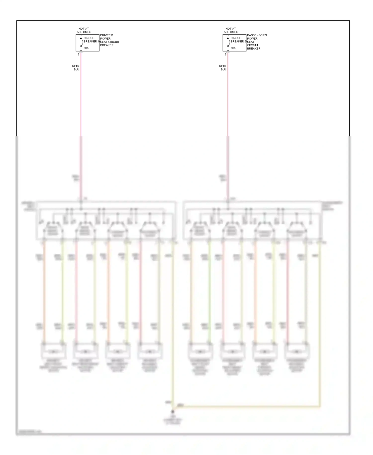 Wiring diagram passenger's backrest adjusting motor for Volkswagen Passat B5 facelift (2000-2005) (1 of 1)
