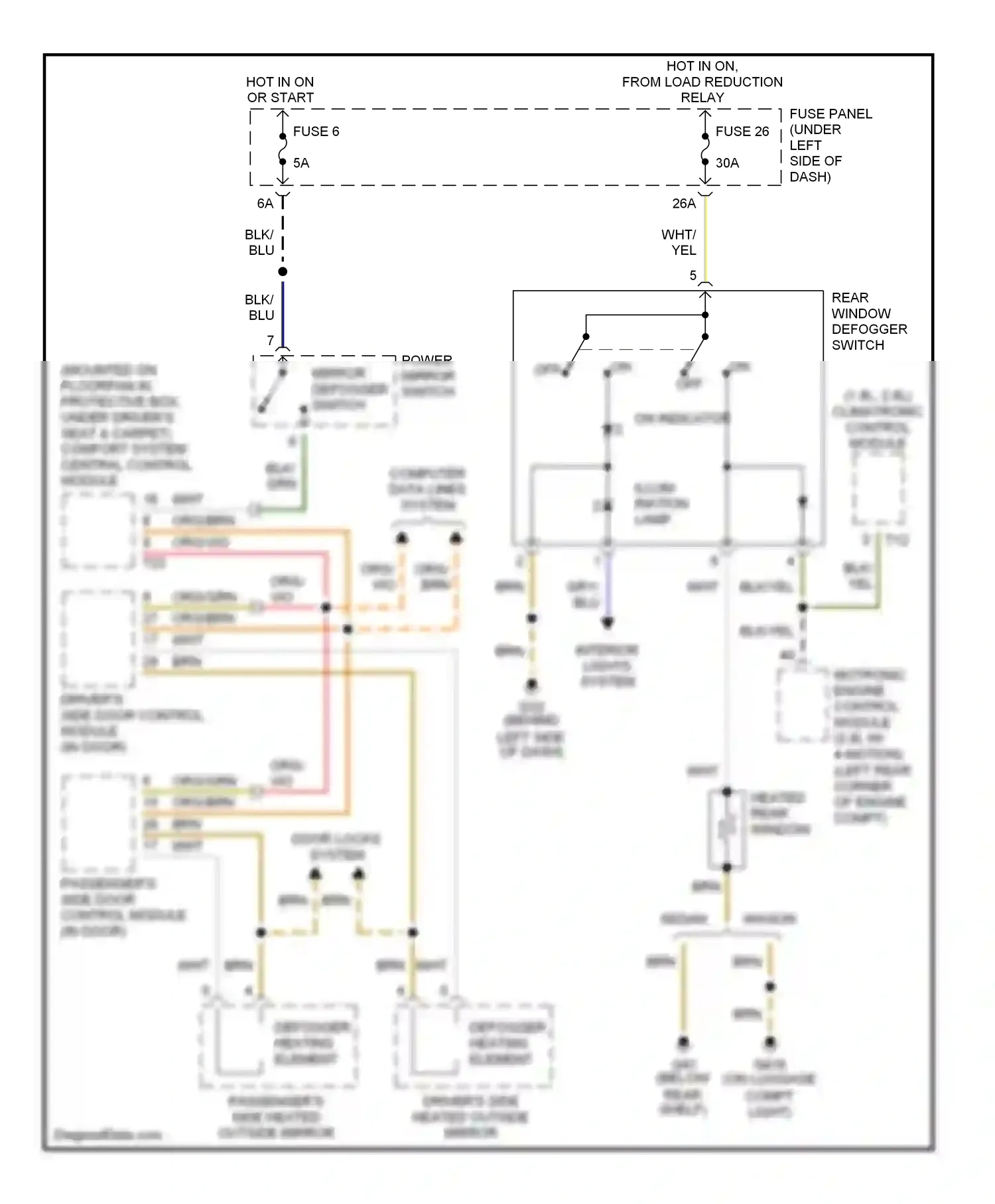 Wiring diagram power mirror switch for Volkswagen Passat B5 facelift (2000-2005) (1 of 4)