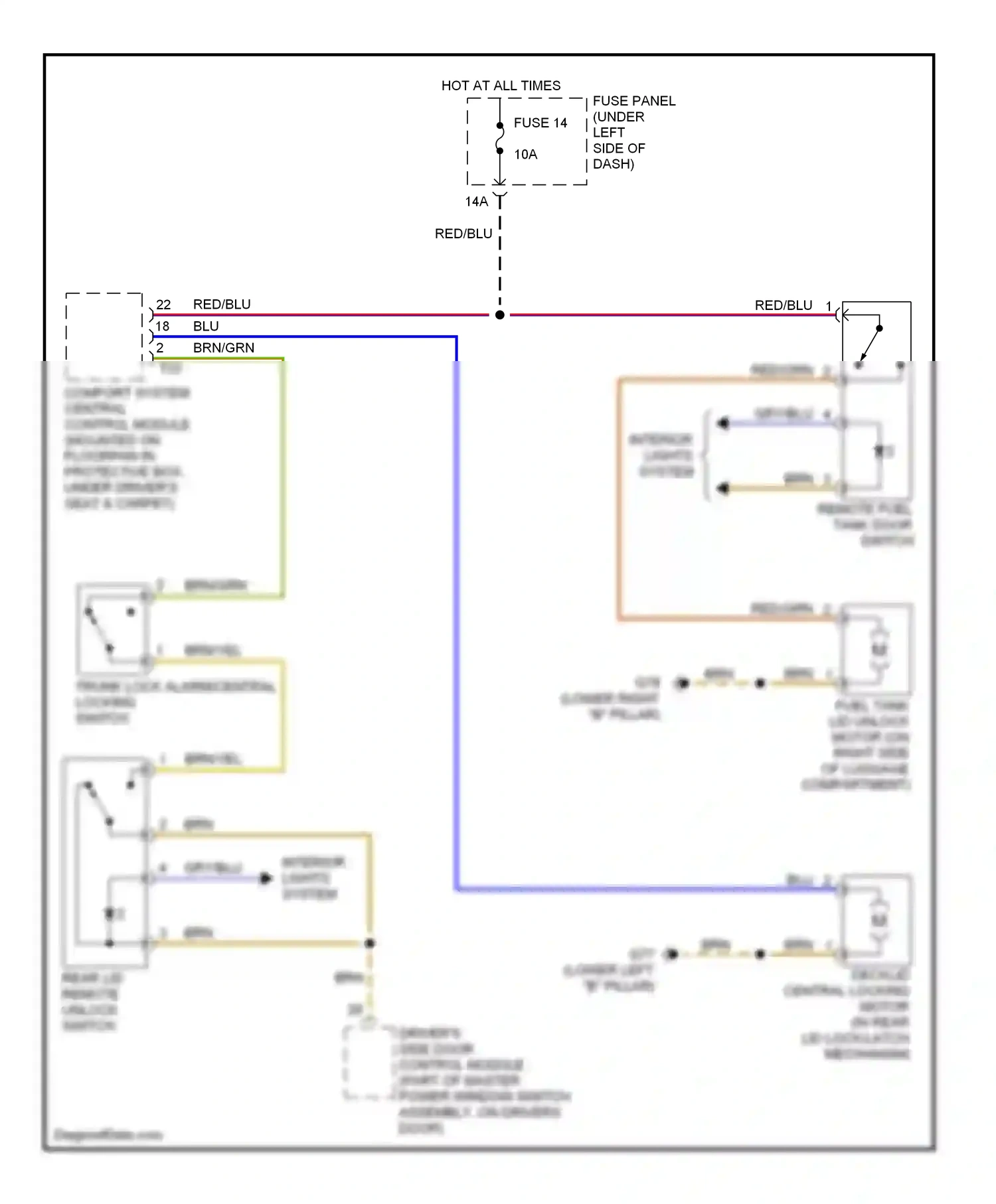 Wiring diagram red/blu for Volkswagen Passat B5 facelift (2000-2005) (36 of 37)